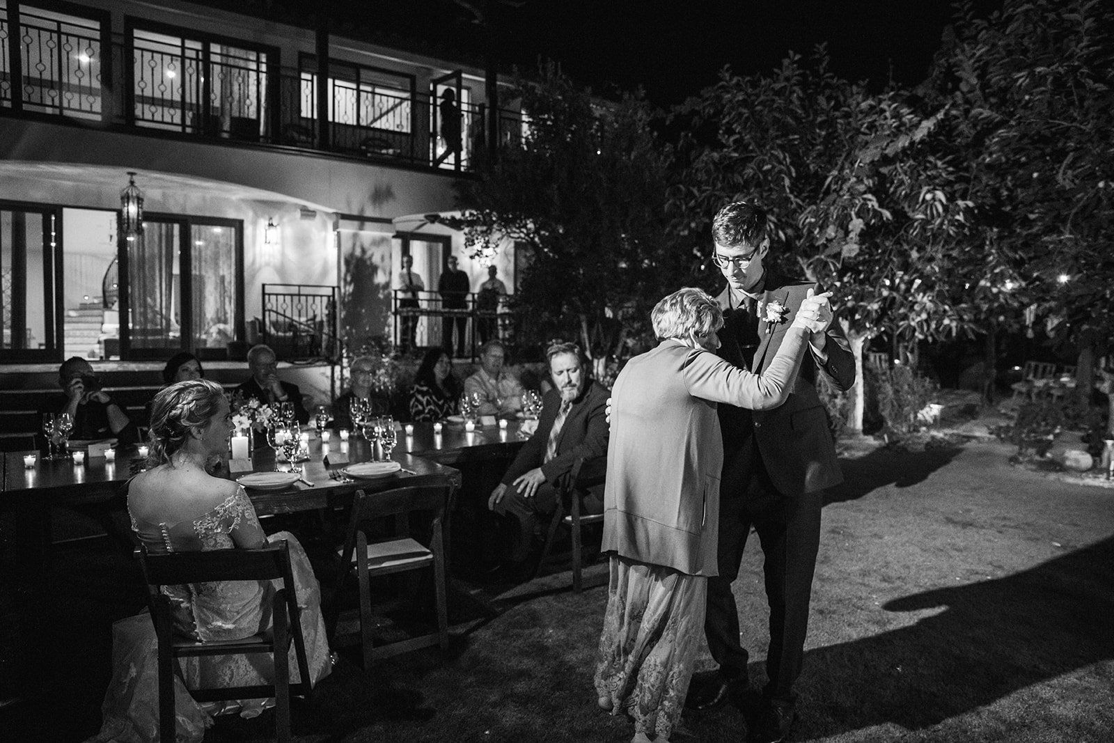 spanish villa micro wedding, los angeles, One Long Table in the Villa Yard