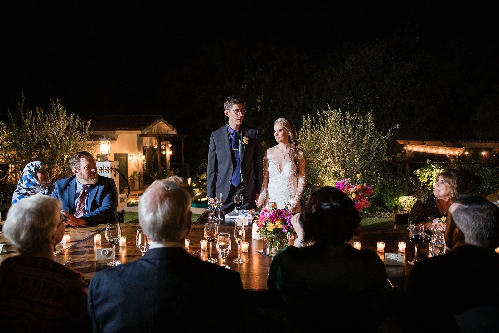 spanish villa micro wedding, los angeles, One Long Table in the Villa Yard