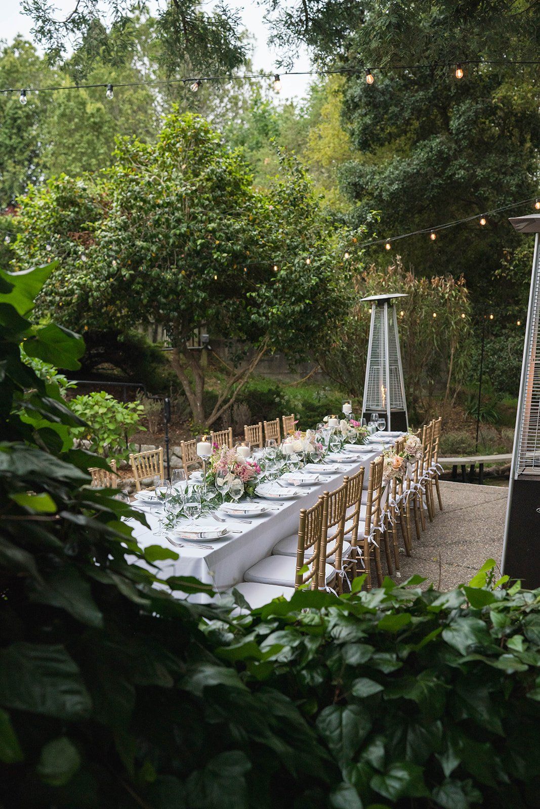 olema house reception micro wedding, point reyes, Dinner on the Creekside Patio