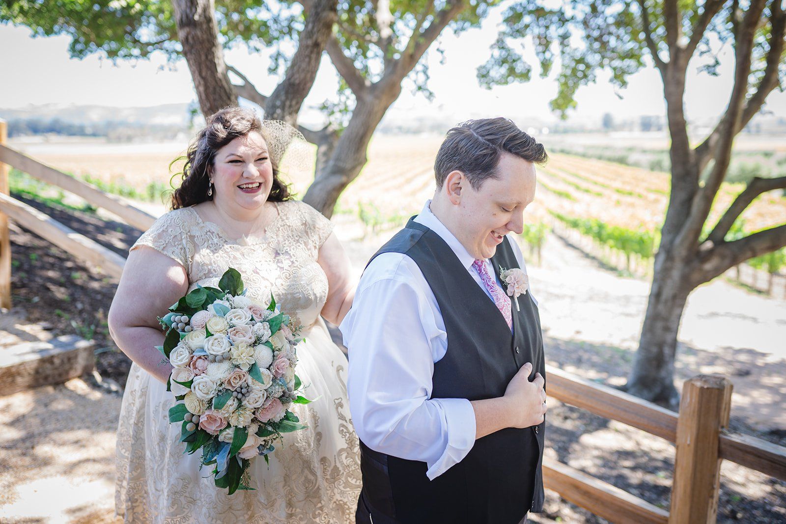 livestreamed vineyard wedding at gloria ferrer sonoma, Portraits Across the Winery. Postponed-Three-Times COVID Wedding
