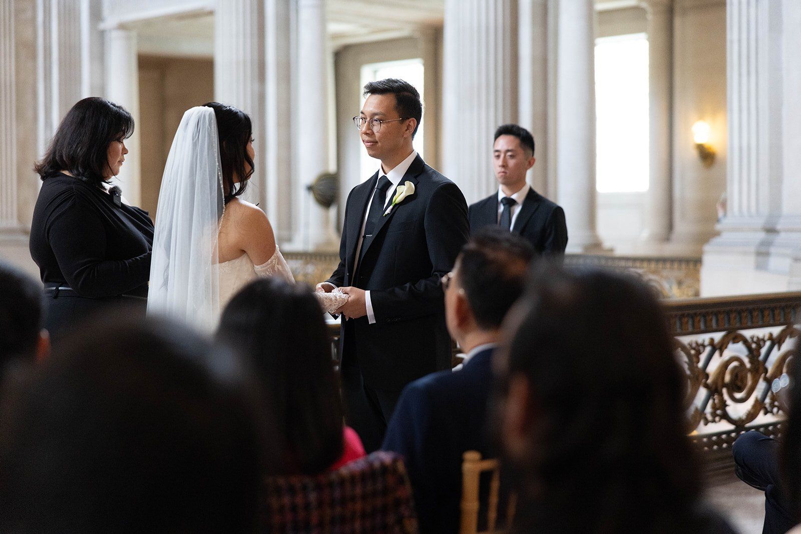 mayor's balcony wedding, 32 guests, Vows on the Mayor's Balcony