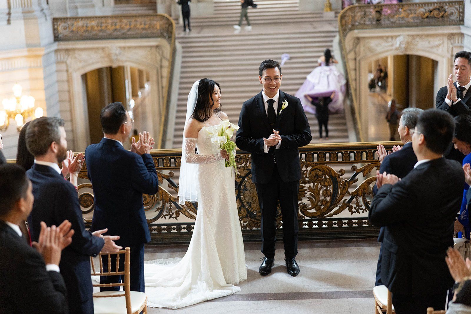 mayor's balcony wedding, 32 guests, Vows on the Mayor's Balcony