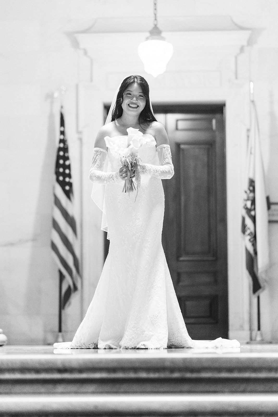 Mayor's Balcony wedding, Portraits Through City Hall