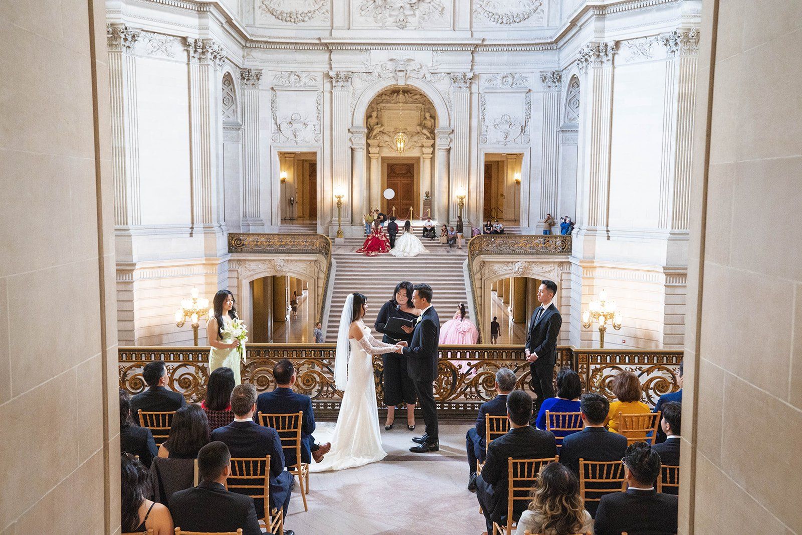mayor's balcony wedding, 32 guests, Vows on the Mayor's Balcony