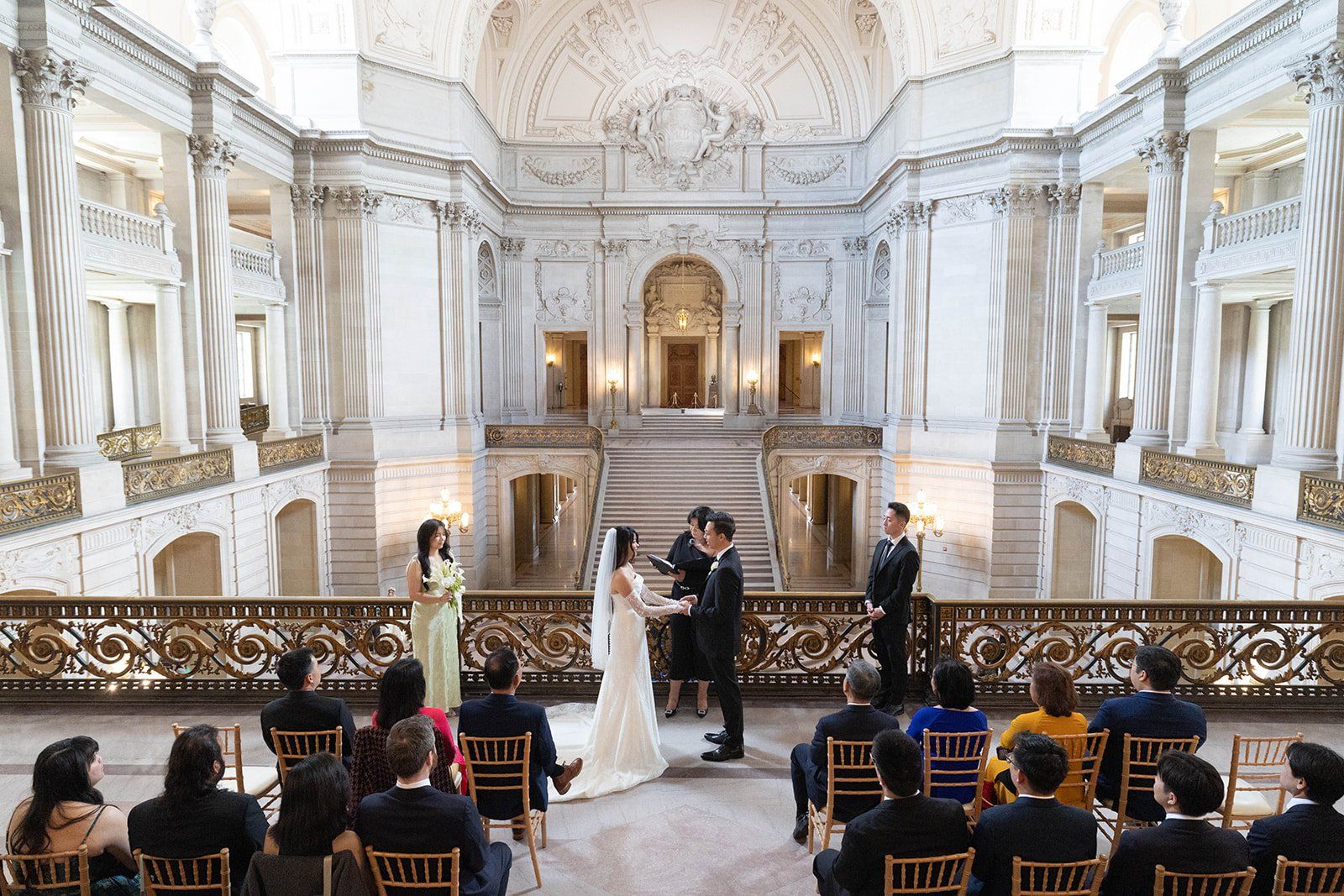 mayor's balcony wedding, 32 guests, Vows on the Mayor's Balcony