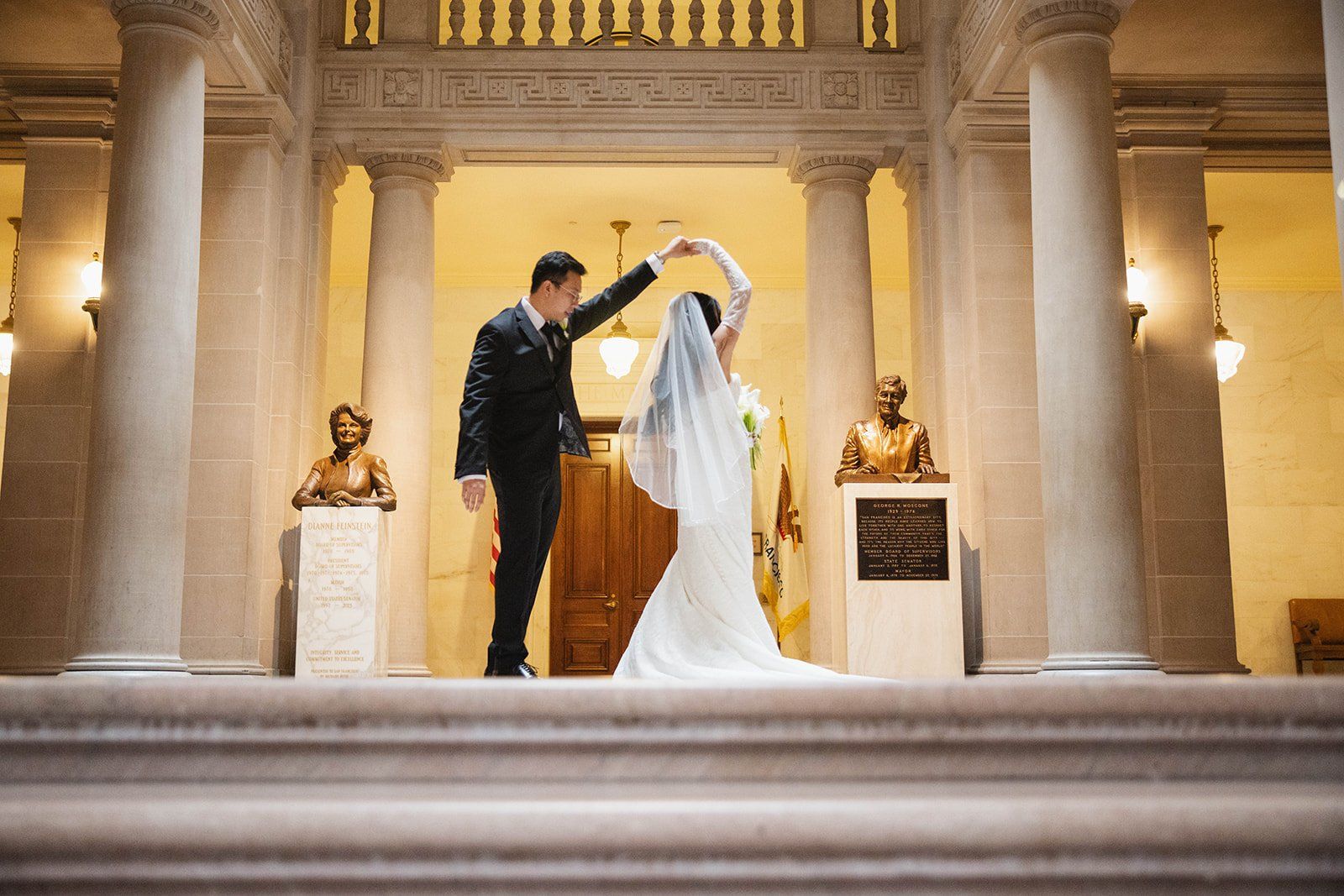 mayor's balcony wedding, 32 guests, Portraits Through City Hall
