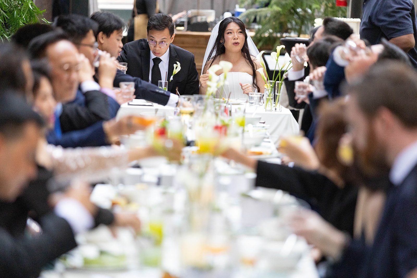 mayor's balcony wedding, 32 guests, One Long Table at Vault Garden
