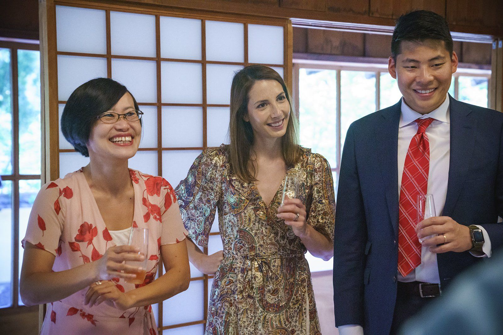 intimate morning ceremony at hakone japanese garden (10 guests), Cake and Toasts at a Japanese Garden Minimony