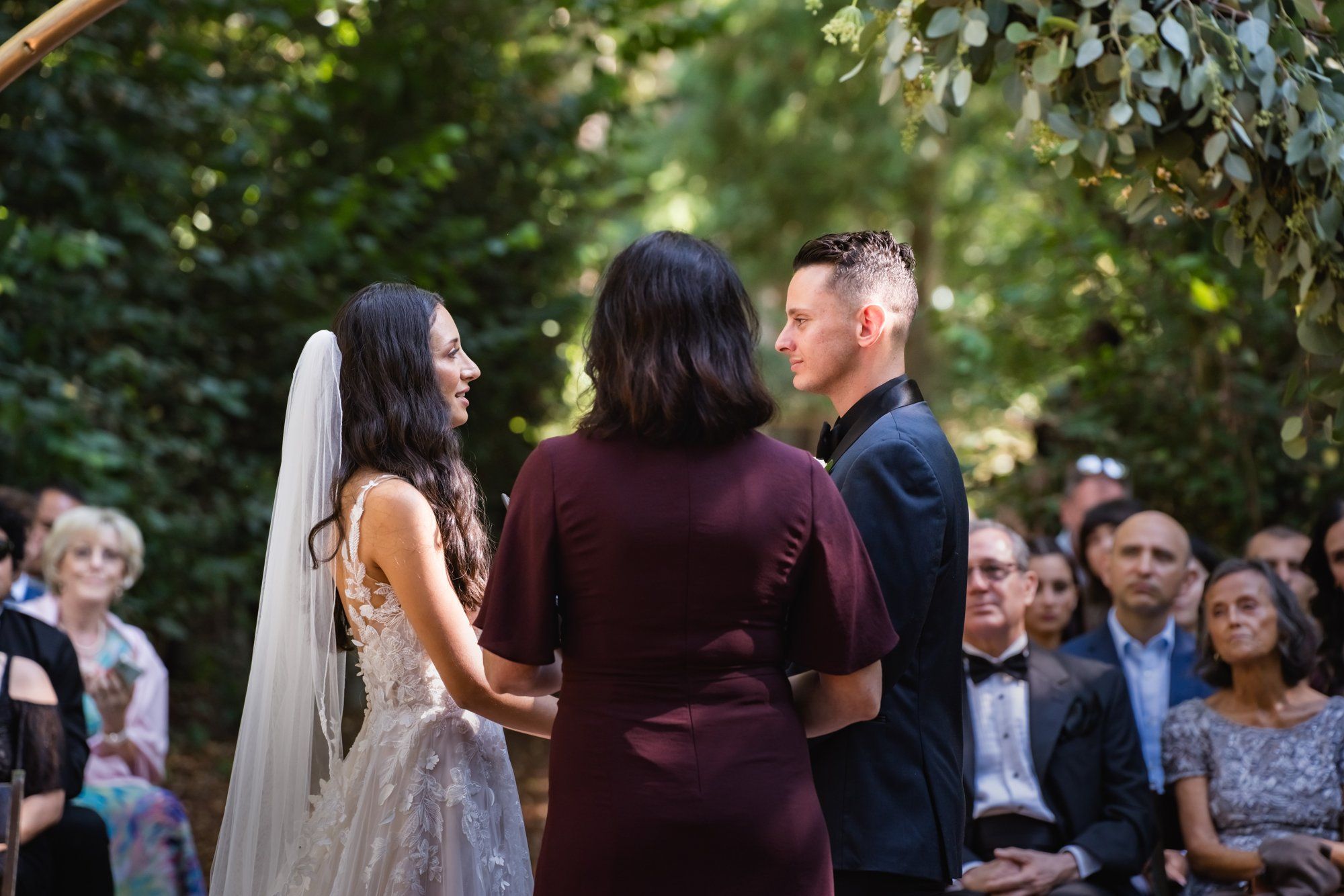 full weekend at sand rock farm — guests on-site (37, arch, DJ), Vows in the Redwood Grove, a Lodging-on-Property Celebration