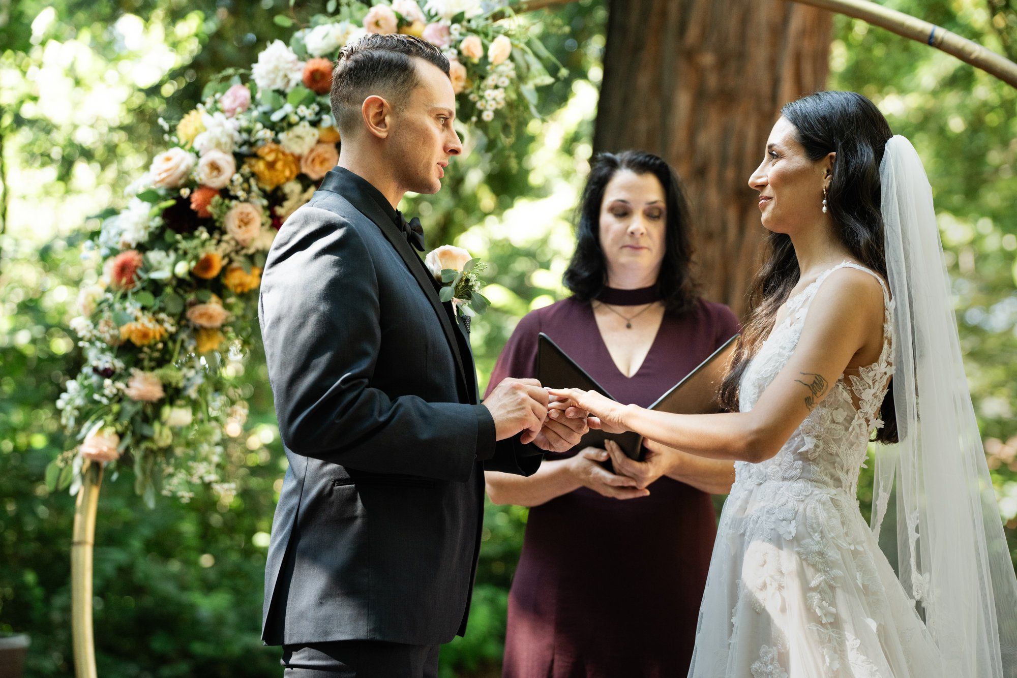 full weekend at sand rock farm — guests on-site (37, arch, DJ), Vows in the Redwood Grove, a Lodging-on-Property Celebration