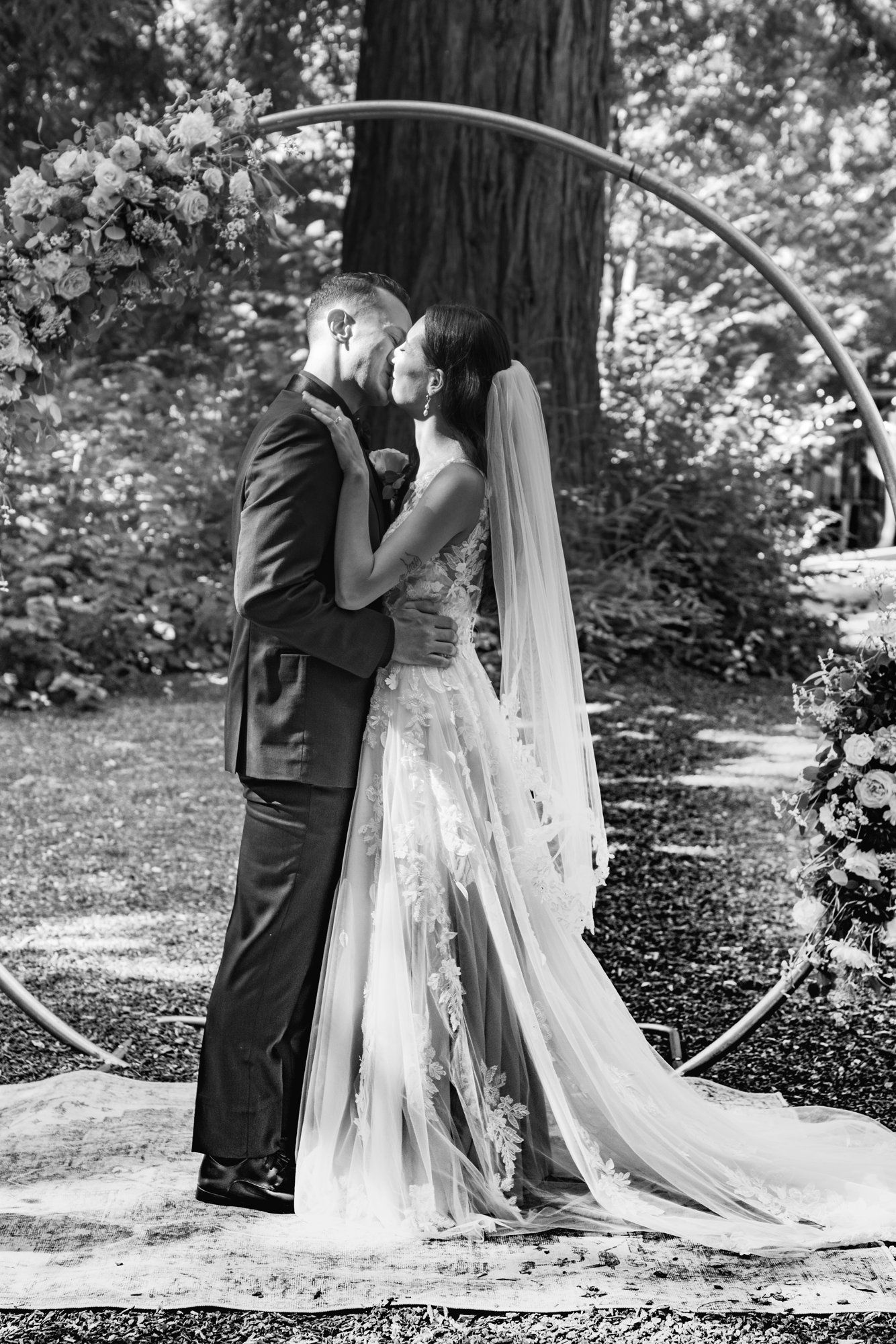 full weekend at sand rock farm — guests on-site (37, arch, DJ), Vows in the Redwood Grove, a Lodging-on-Property Celebration
