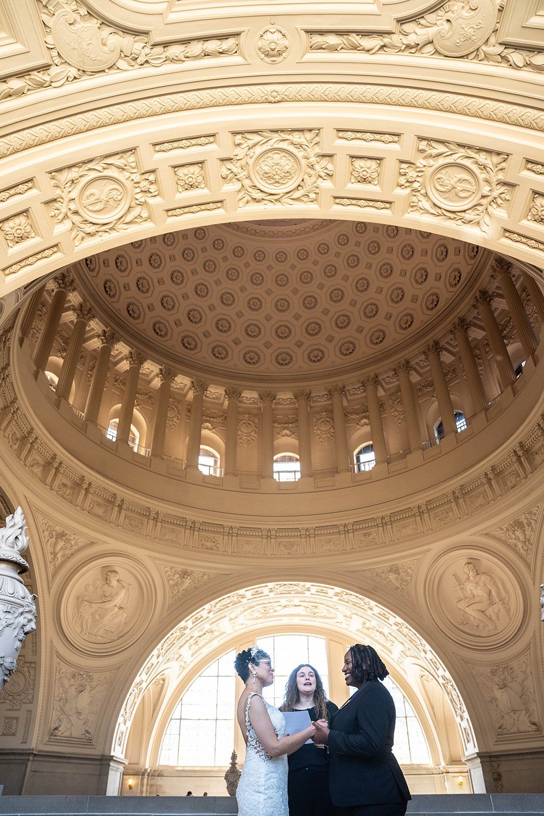 same-sex city hall wedding, fourth floor gallery + bouche (plant-based), Portraits in a 1915 Landmark