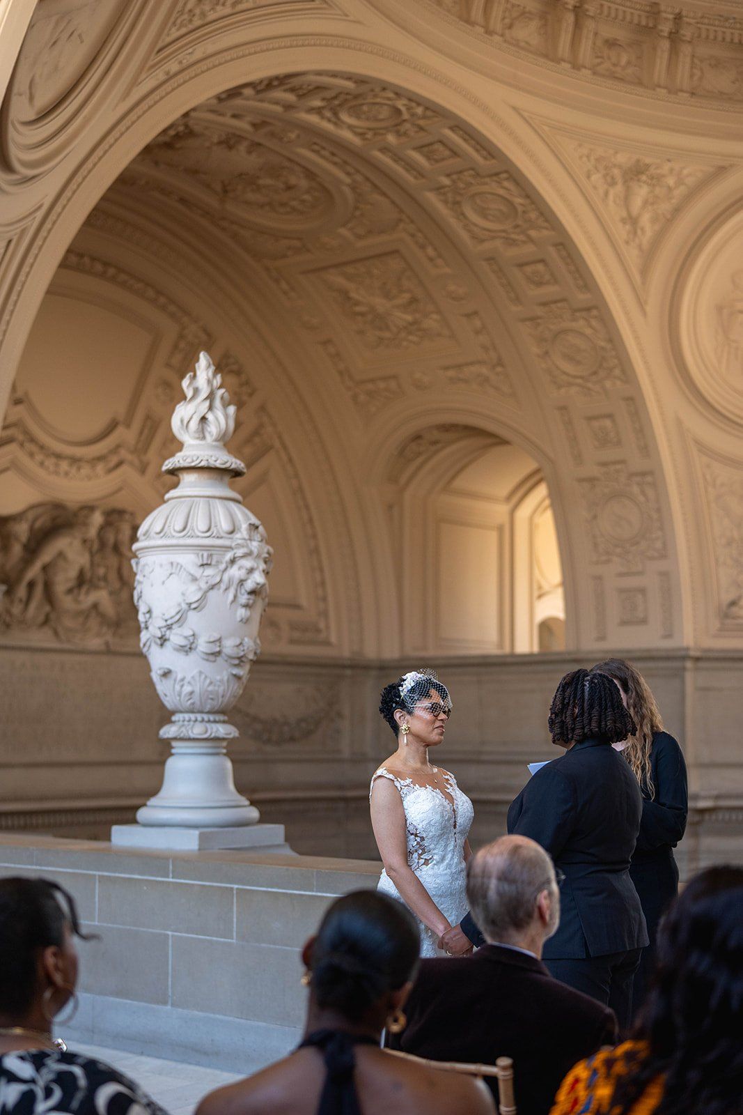 same-sex city hall wedding, fourth floor gallery + bouche (plant-based), A Two-Brides City Hall Wedding in the North Gallery