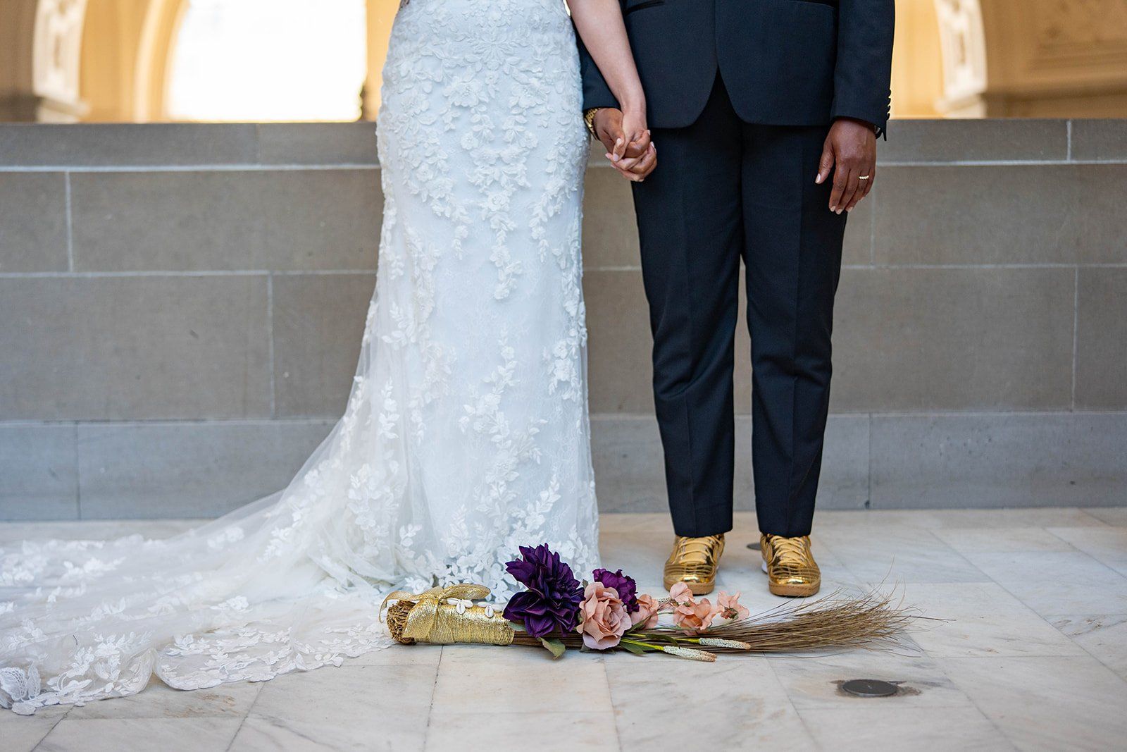 same-sex city hall wedding, fourth floor gallery + bouche (plant-based), Portraits in a 1915 Landmark