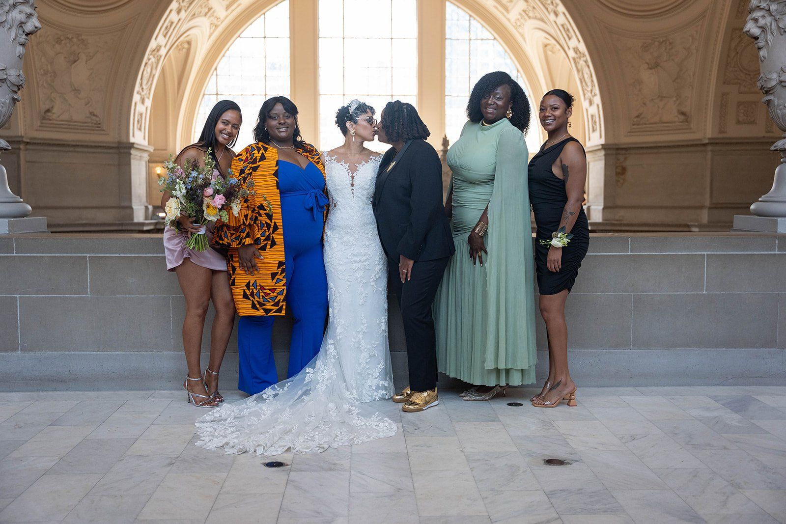 same-sex city hall wedding, fourth floor gallery + bouche (plant-based), Portraits in a 1915 Landmark