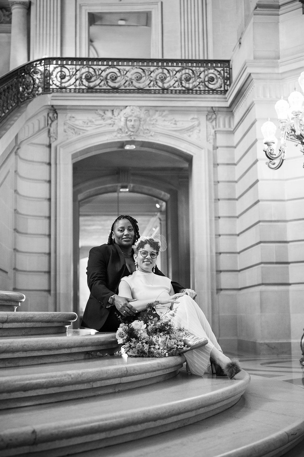 same-sex city hall wedding, fourth floor gallery + bouche (plant-based), Portraits in a 1915 Landmark