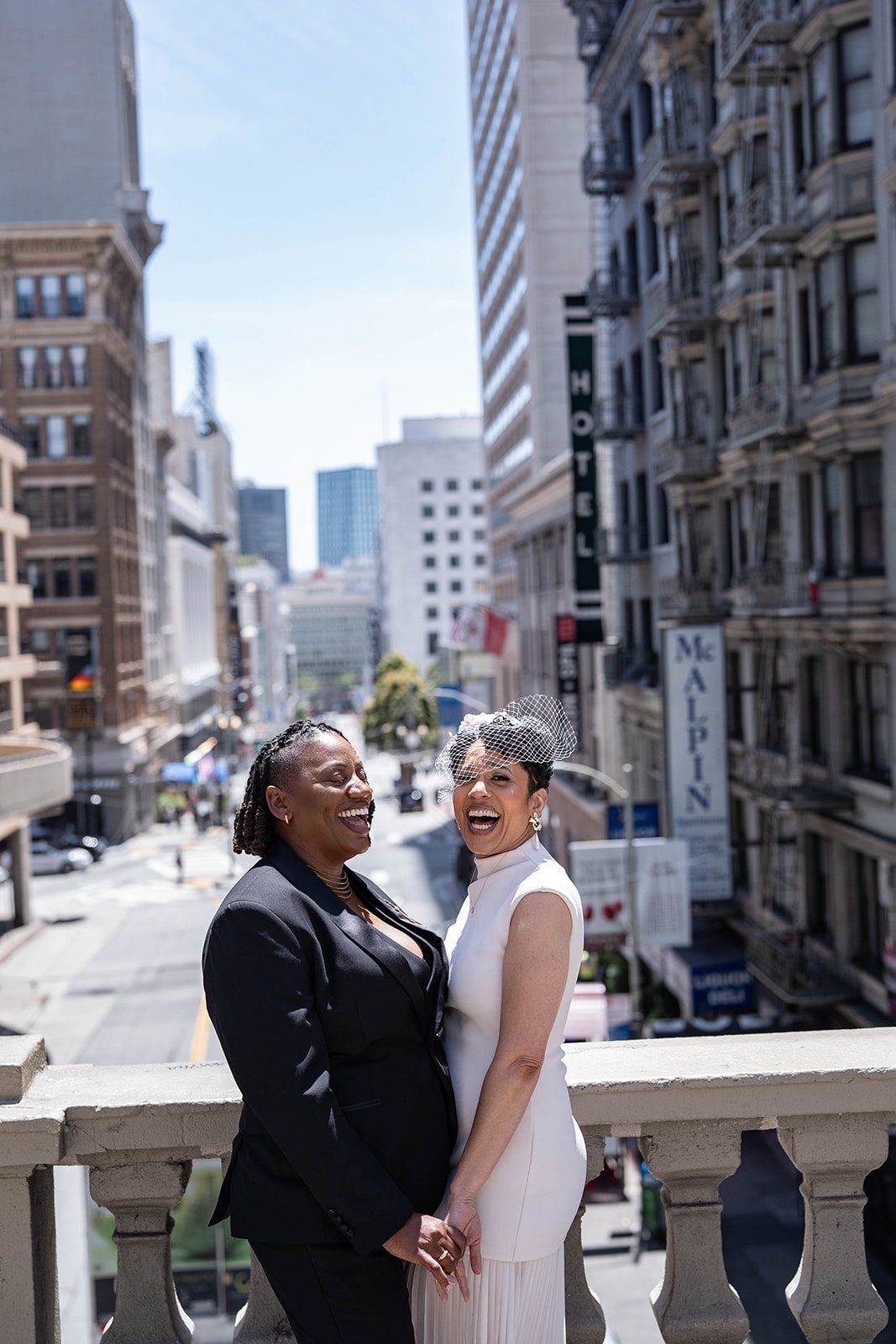 same-sex city hall wedding, fourth floor gallery + bouche (plant-based), Portraits in a 1915 Landmark