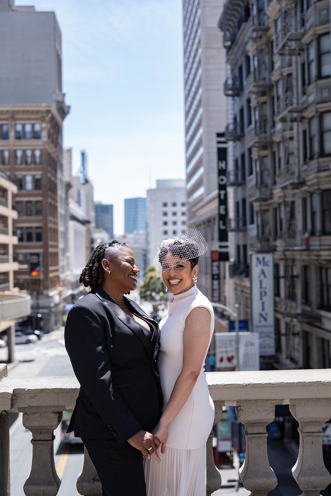same-sex city hall wedding, fourth floor gallery + bouche (plant-based), Portraits in a 1915 Landmark