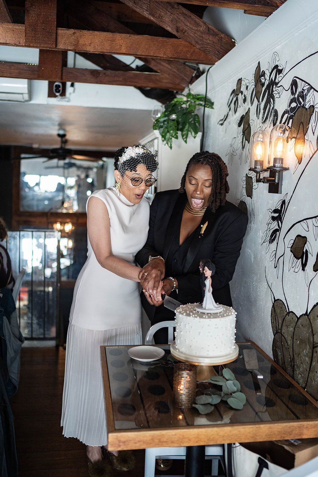same-sex city hall wedding, fourth floor gallery + bouche (plant-based), Portraits in a 1915 Landmark