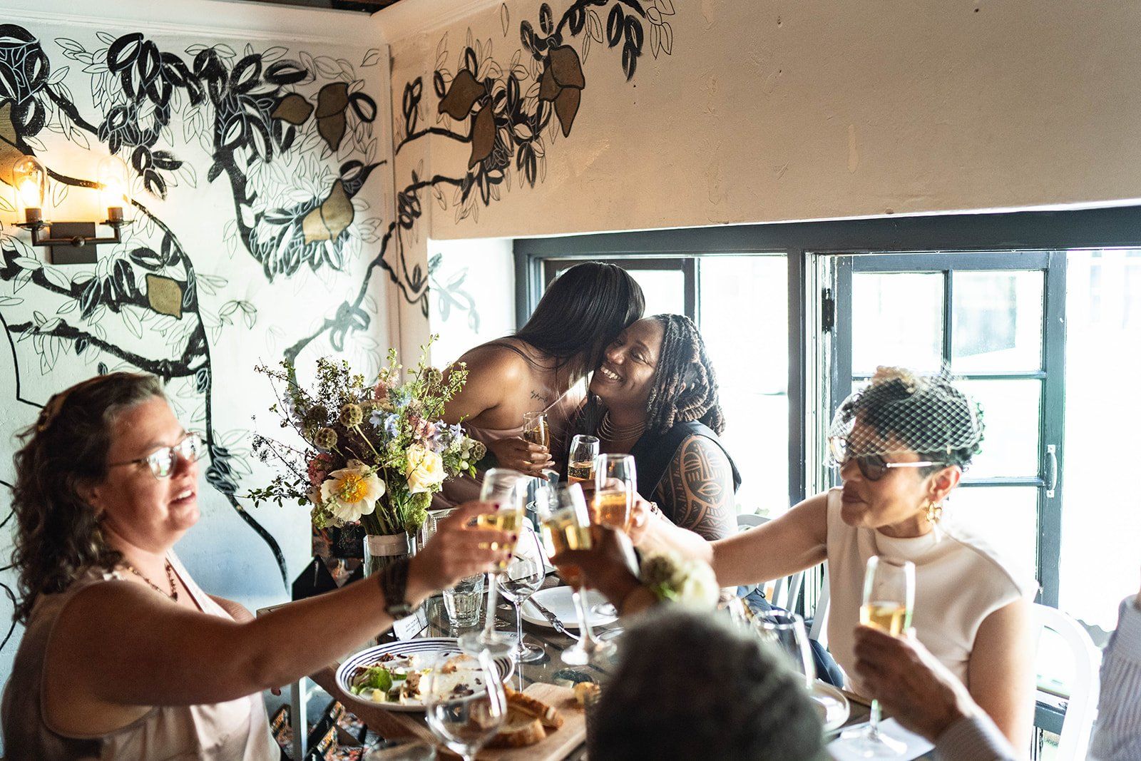 same-sex city hall wedding, fourth floor gallery + bouche (plant-based), A Vegan-Friendly SF Reception on Bush Street