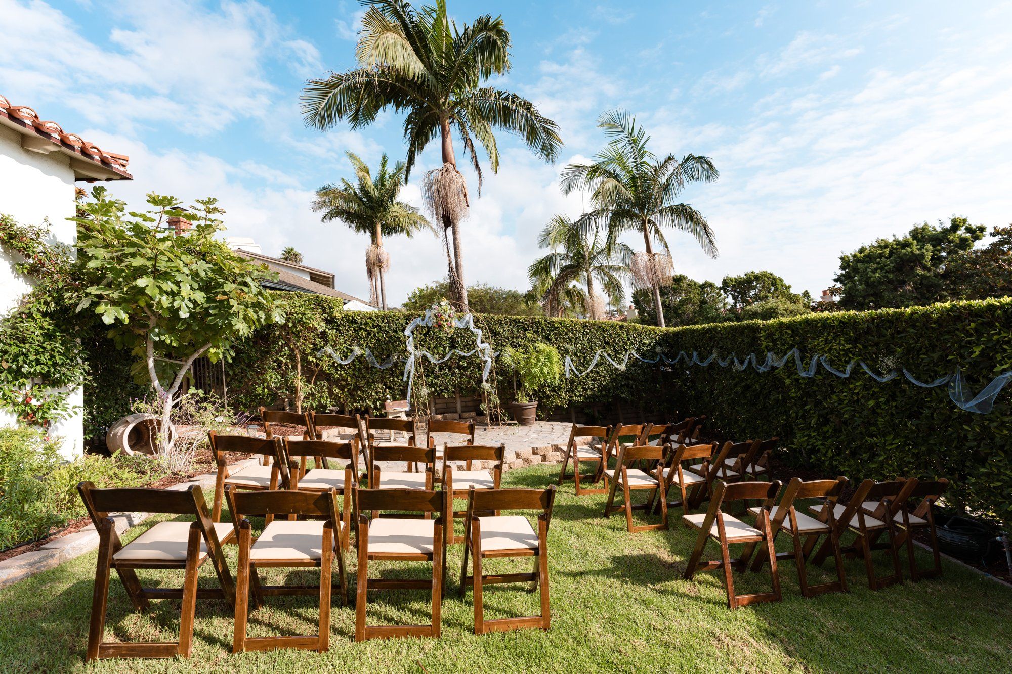 villa micro wedding at villa francesca, socal, A Front-Lawn Villa Micro Wedding Ceremony and Wine Sealing