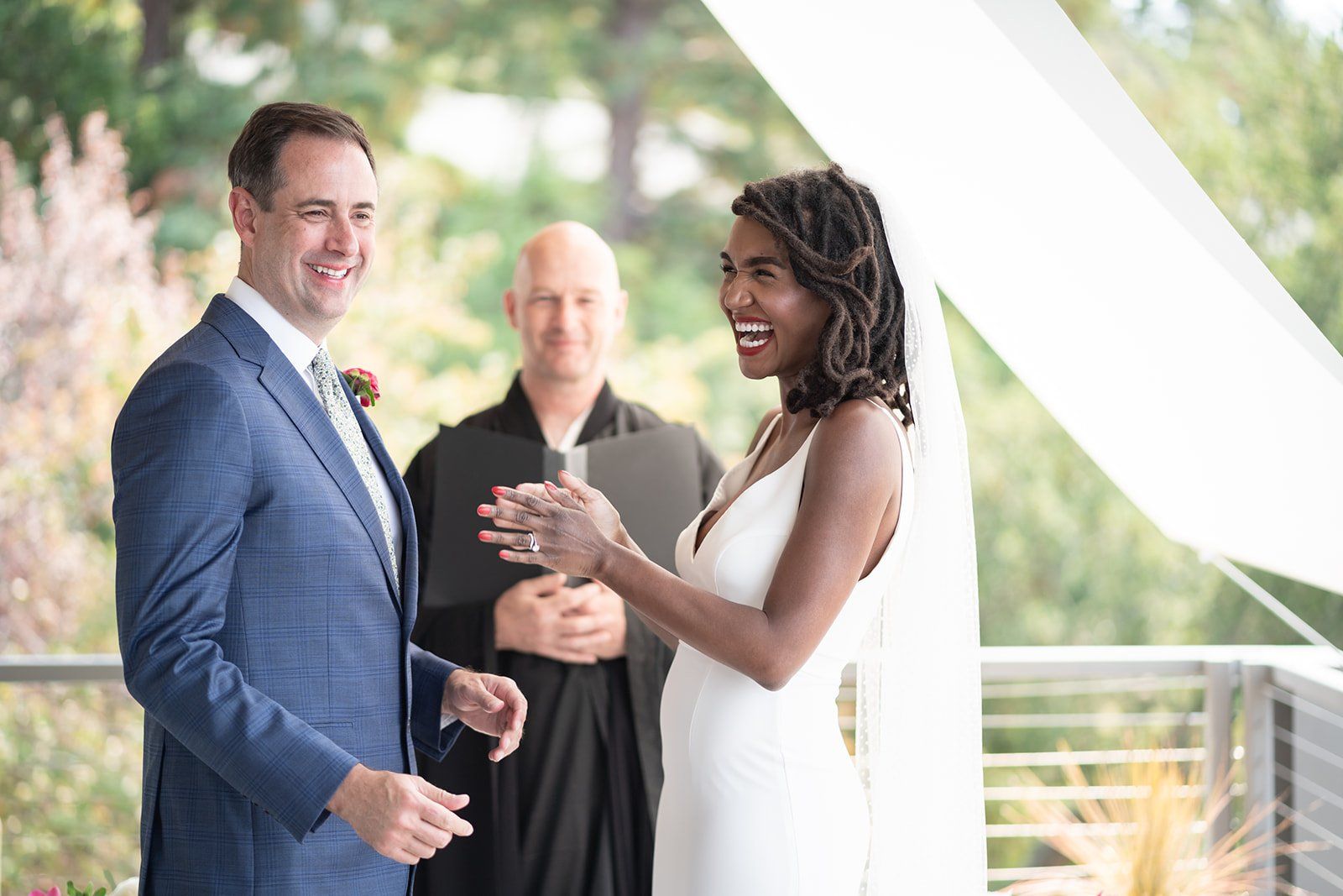 midcentury modern micro wedding at case study house 26, A Midcentury Modern Ceremony on the Balcony