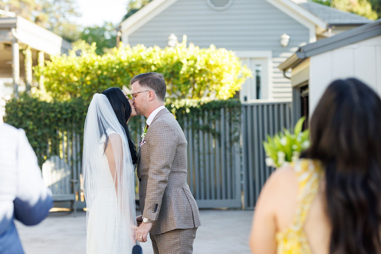 modern boutique-hotel micro wedding at r inn napa, A Garden Nook Ceremony at R Inn Napa