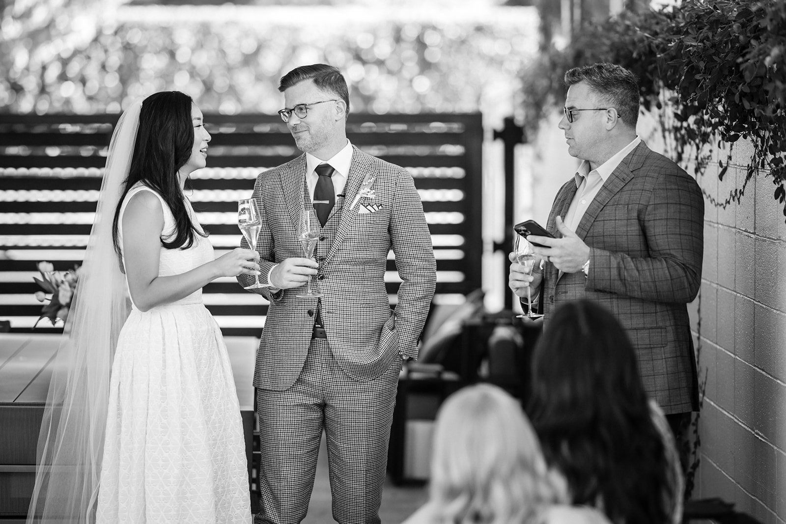 modern boutique-hotel micro wedding at r inn napa, Champagne and a 6-Guest Napa Hotel Wedding