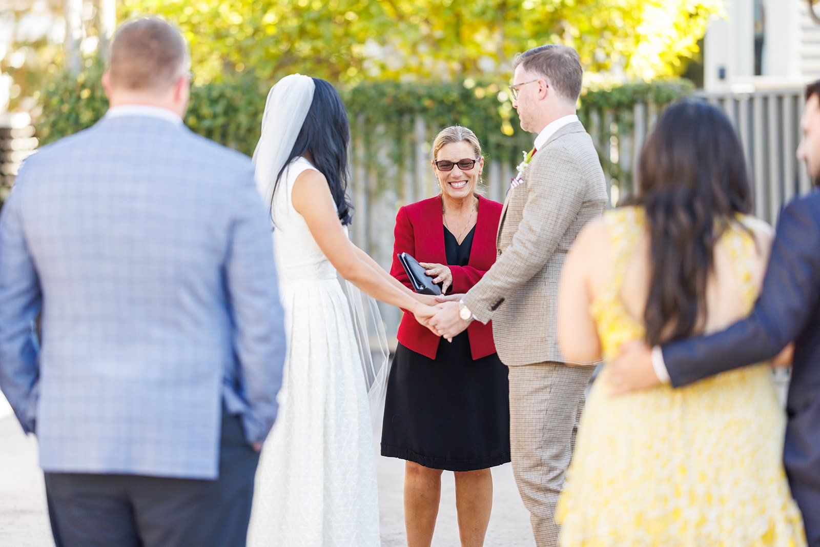 modern boutique-hotel micro wedding at r inn napa, A Garden Nook Ceremony at R Inn Napa