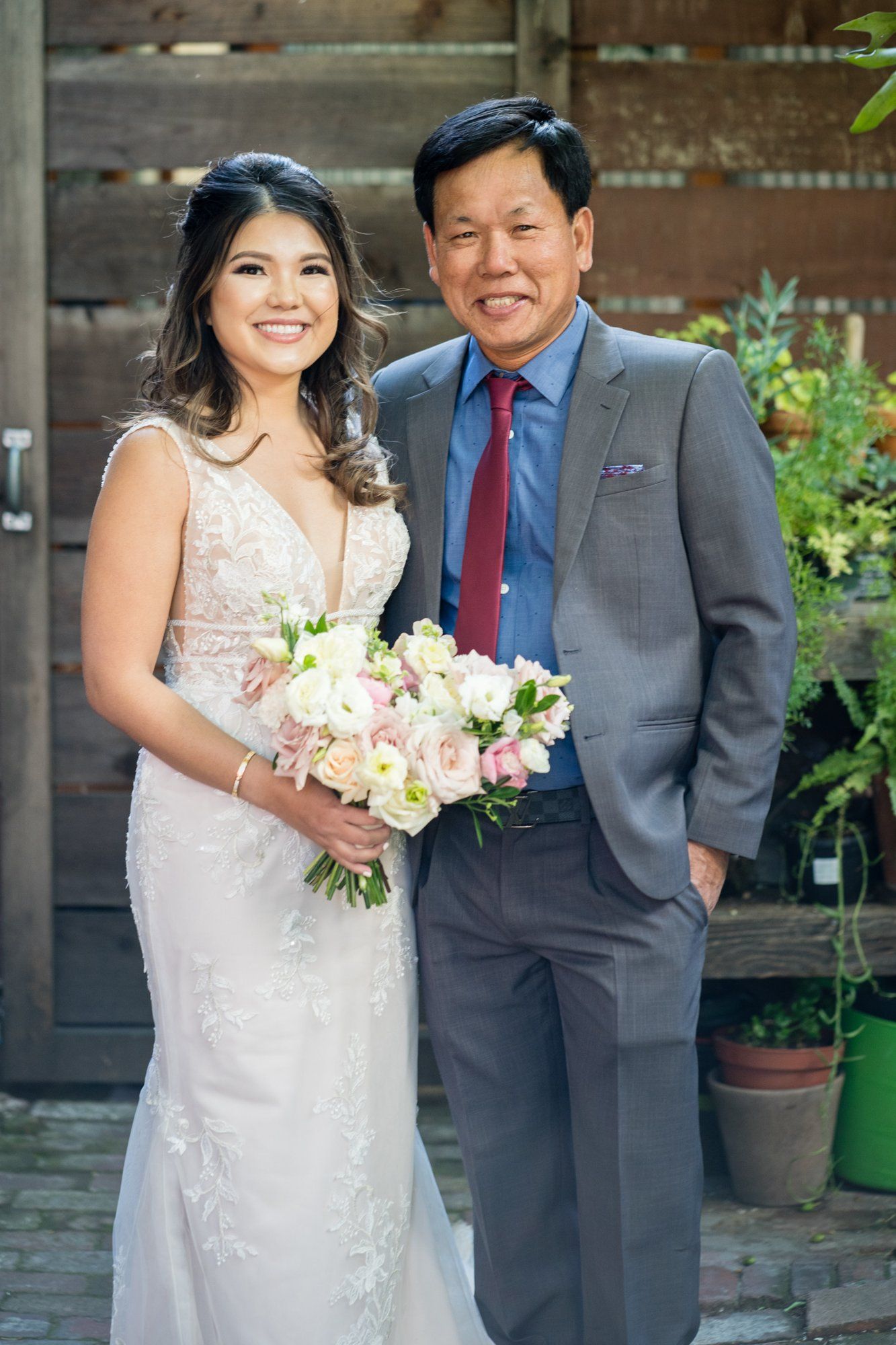 industrial-cafe micro wedding at stable cafe, sf, Portraits on the Garden Patio