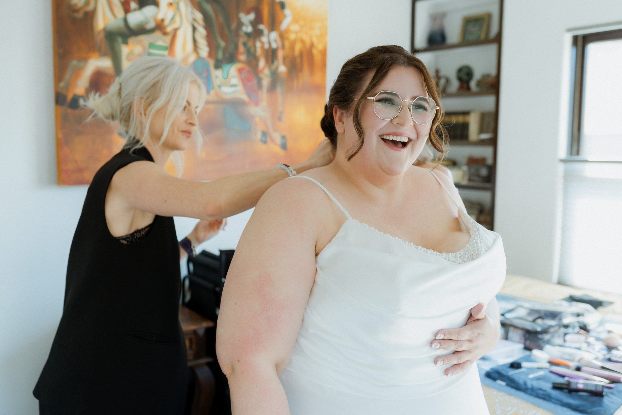 spring villa micro wedding at Villa Francesca, Getting Ready at Villa Francesca
