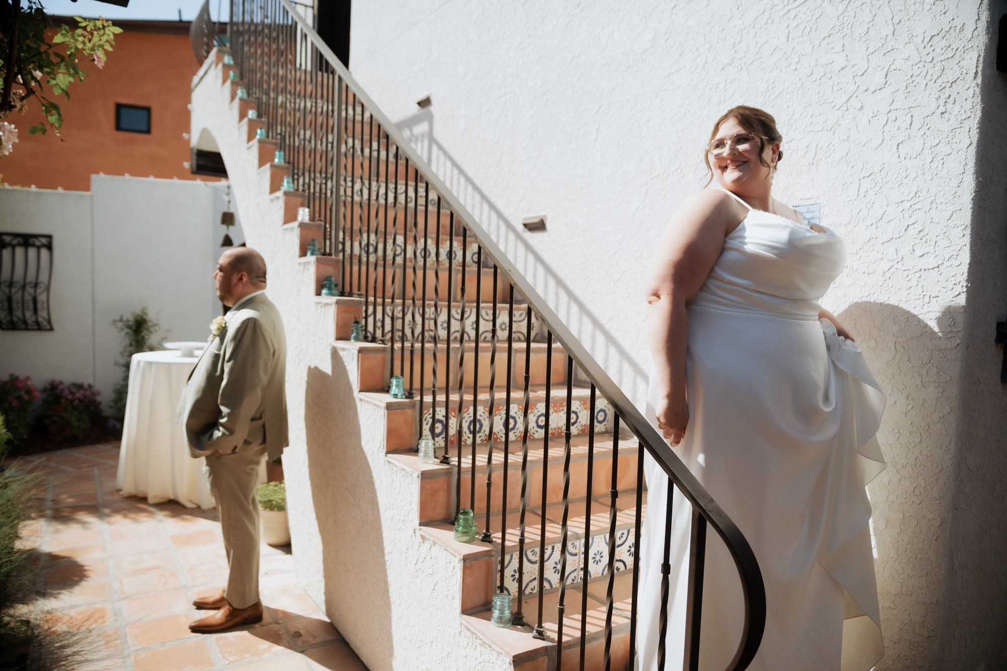 spring villa micro wedding at villa francesca, socal, An Ocean-View Villa Ceremony in the Courtyard