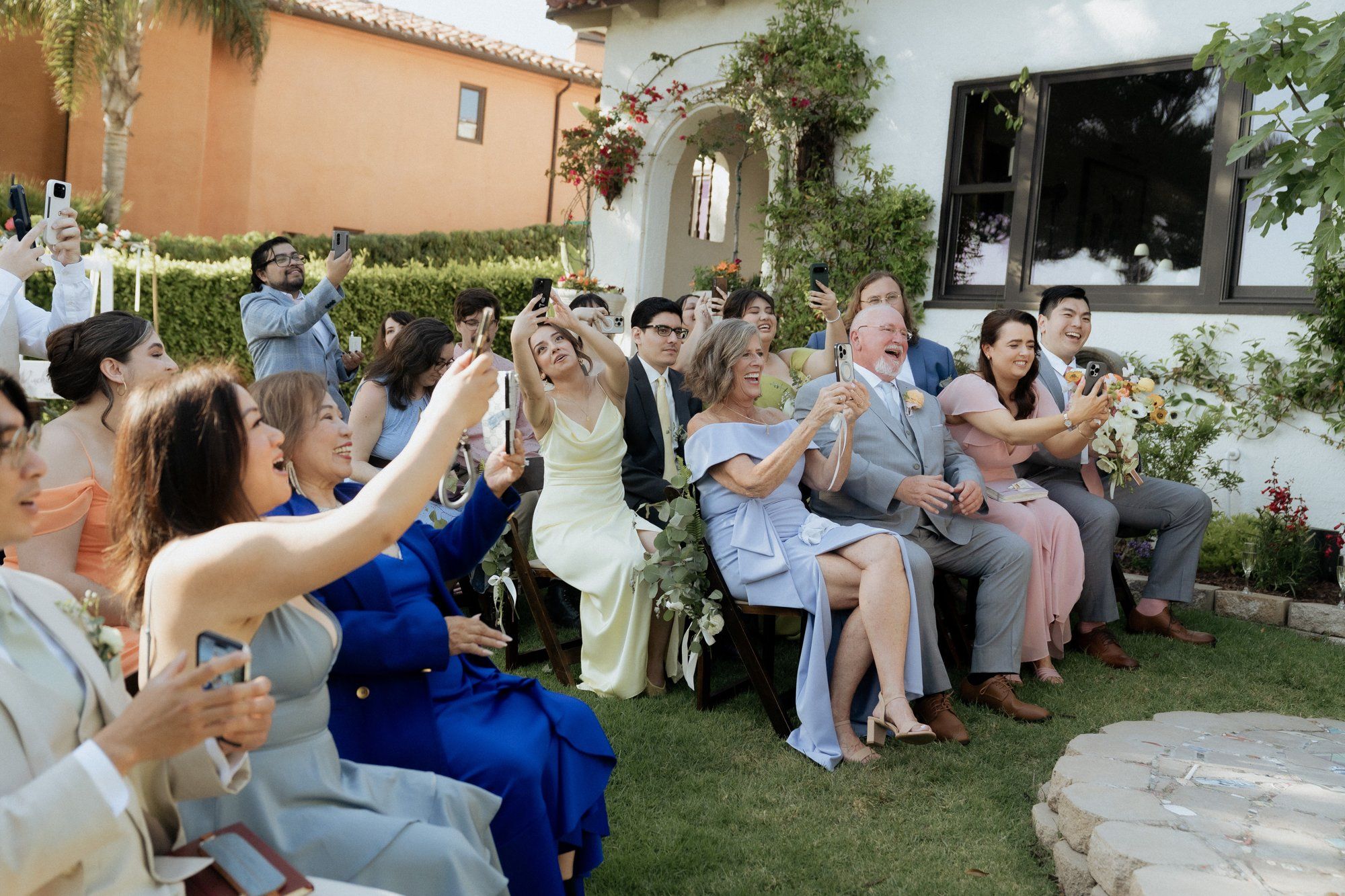 spring villa micro wedding at villa francesca, socal, An Ocean-View Villa Ceremony in the Courtyard