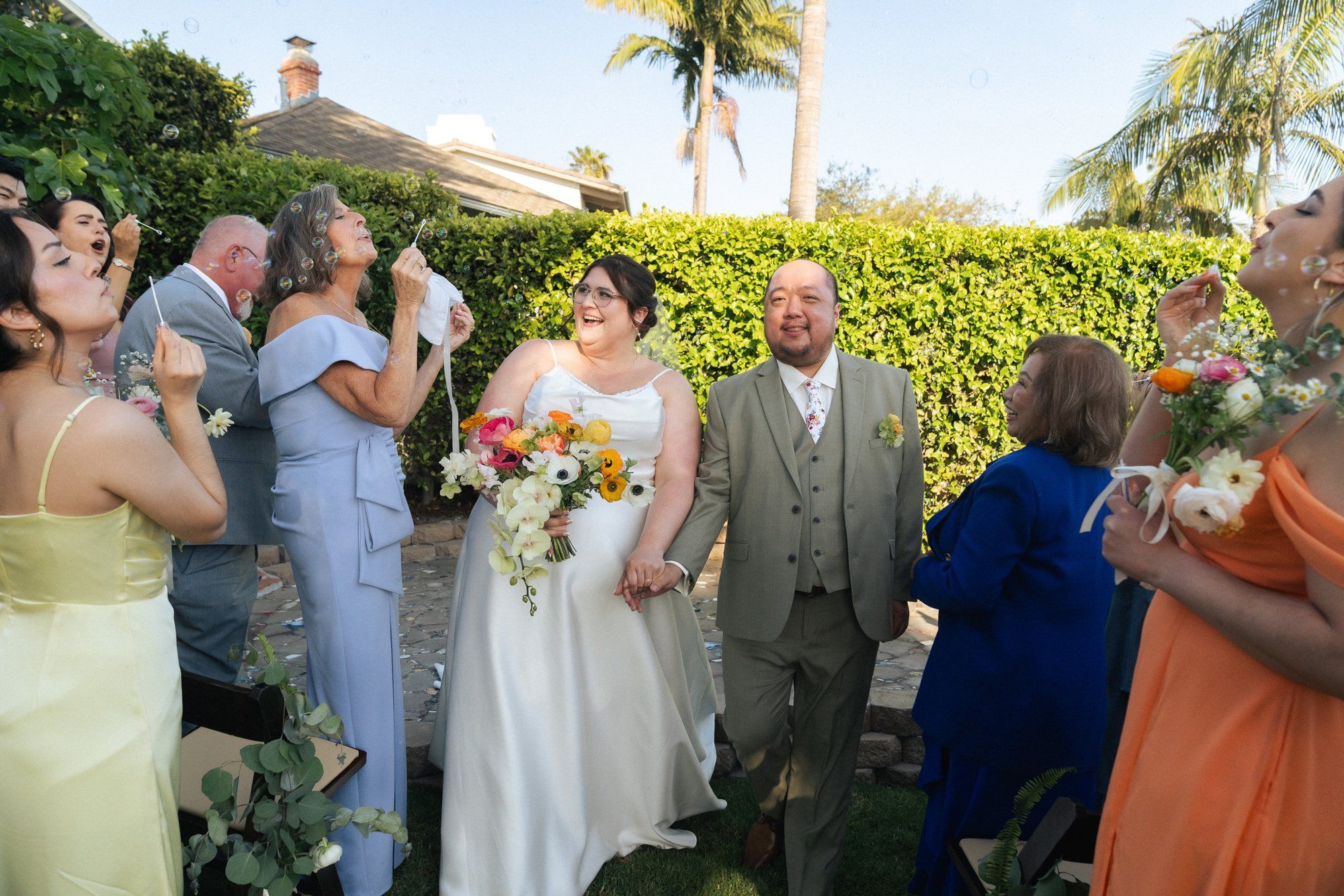 spring villa micro wedding at villa francesca, socal, An Ocean-View Villa Ceremony in the Courtyard