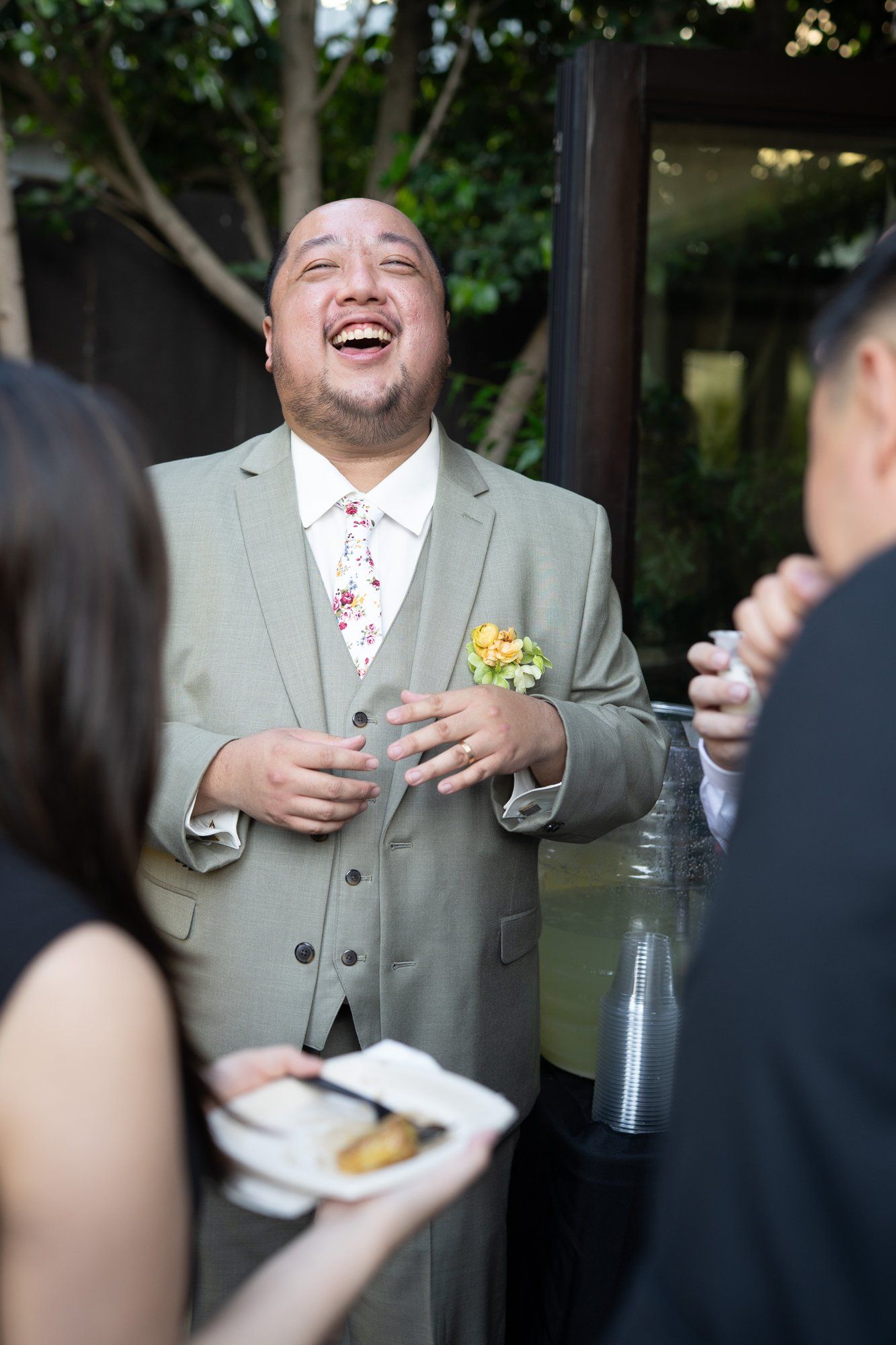 spring villa micro wedding at Villa Francesca, Dinner, Toasts, and Cake Under the Wooden Awning