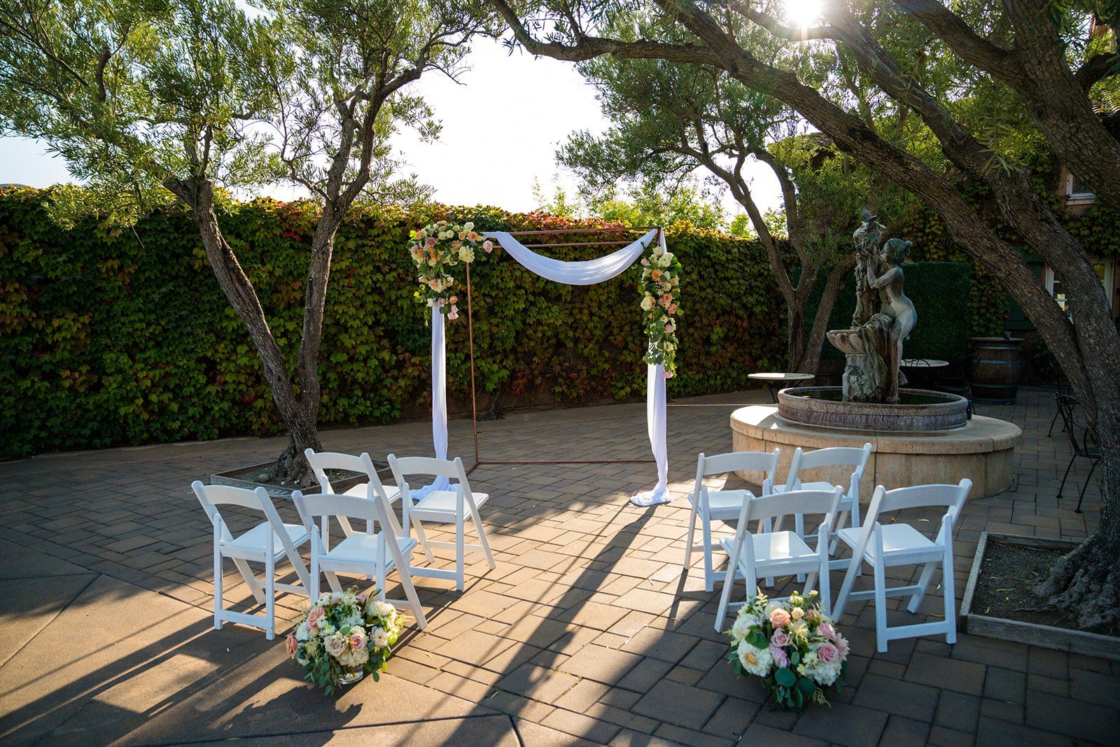 vineyard wedding with the dog as greeter at viansa sonoma, The Ivy Courtyard at Viansa