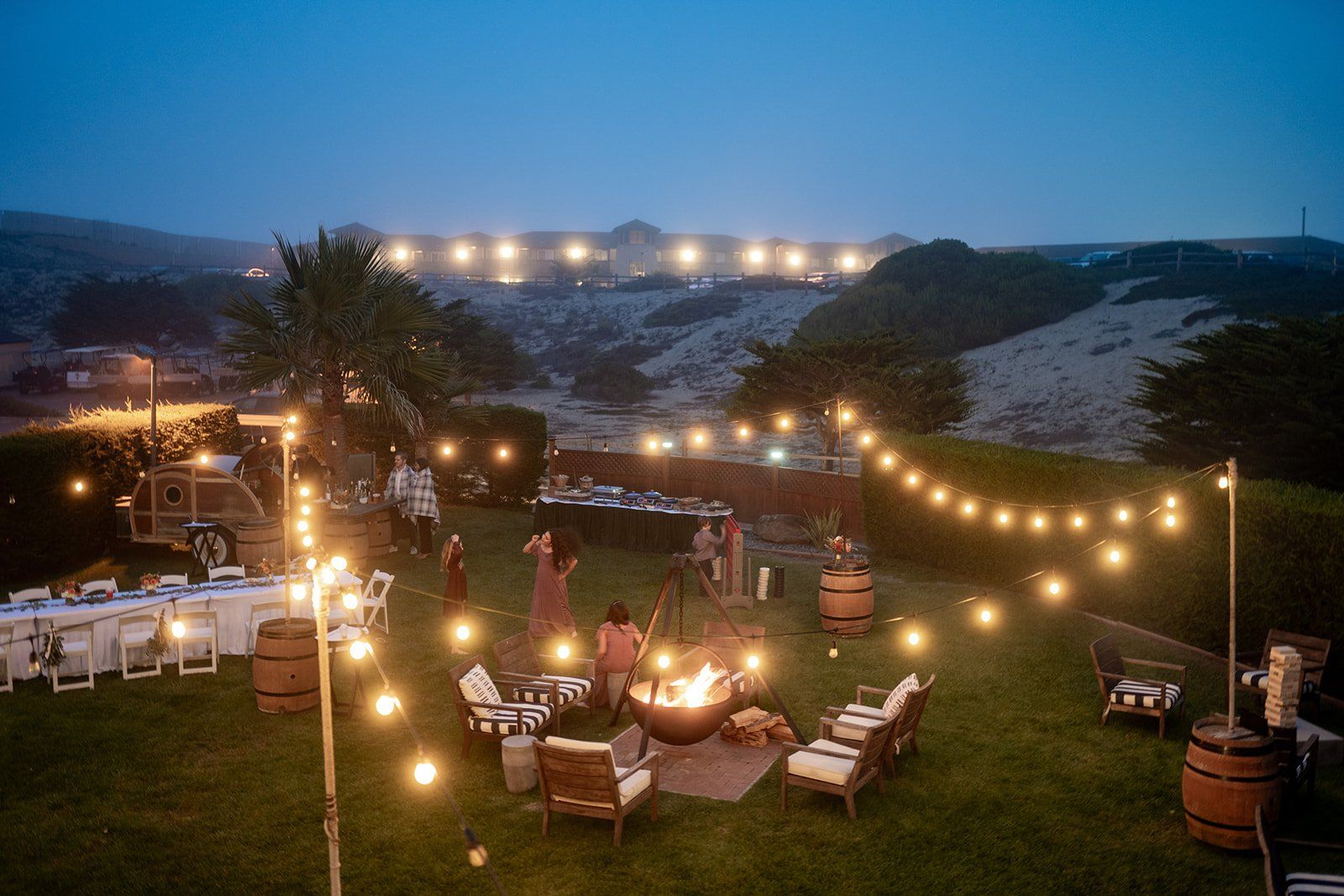 beachfront micro wedding on monterey bay, Dinner on the Lodge Lawn, S'mores by the Bonfire