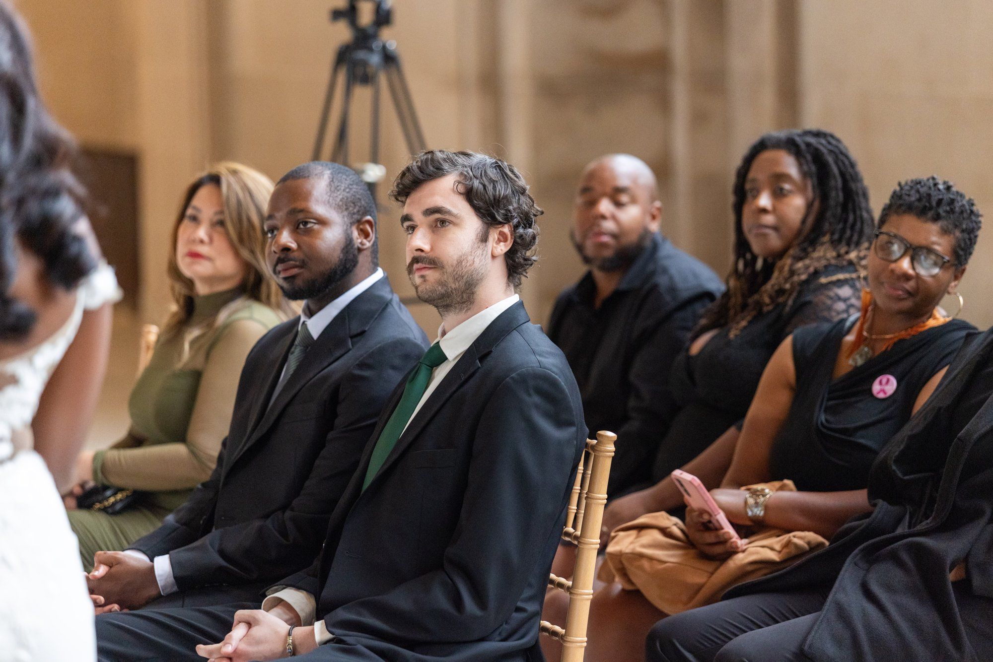interracial city hall micro wedding, Vows on the Grand Staircase