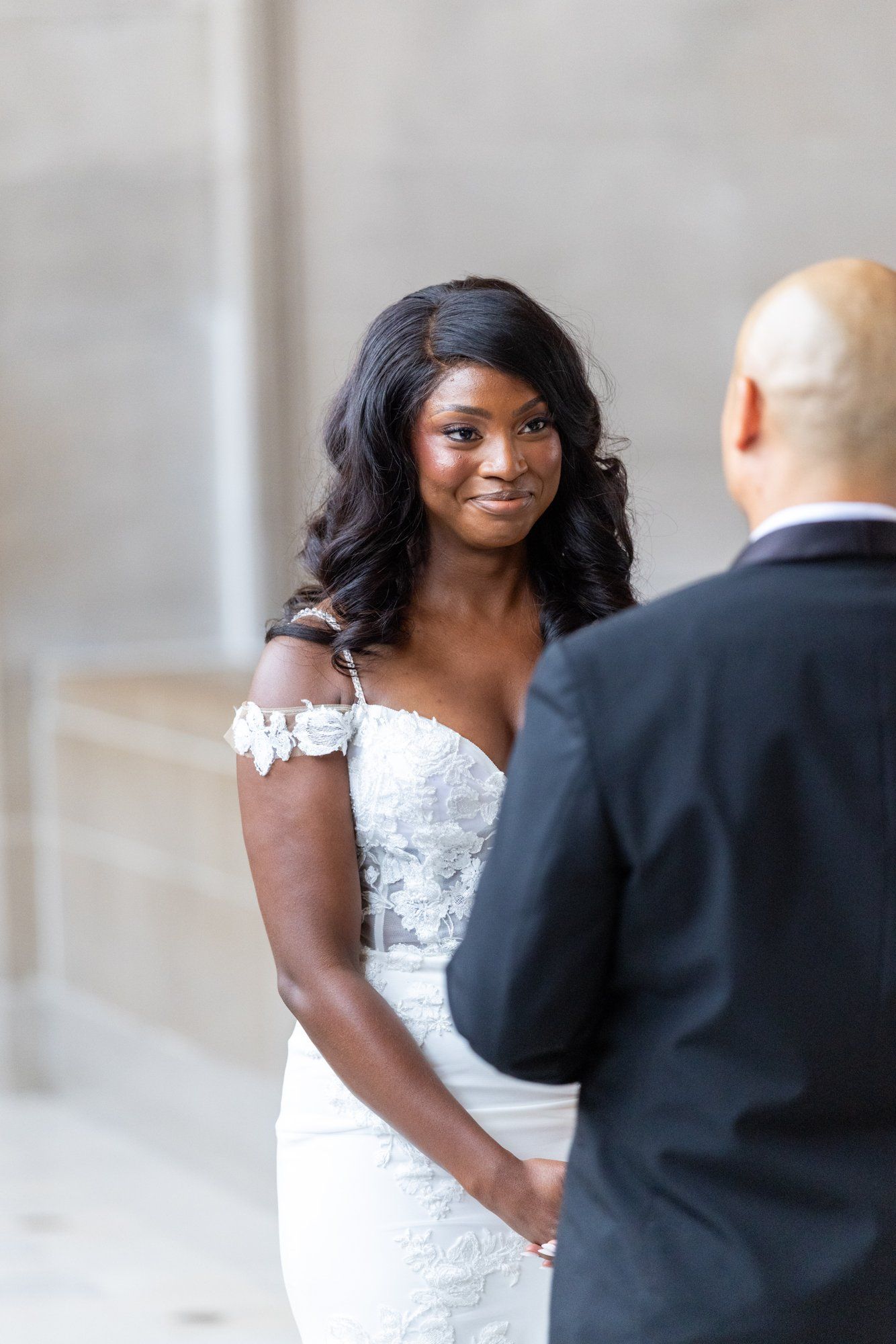 interracial city hall micro wedding, Vows on the Grand Staircase
