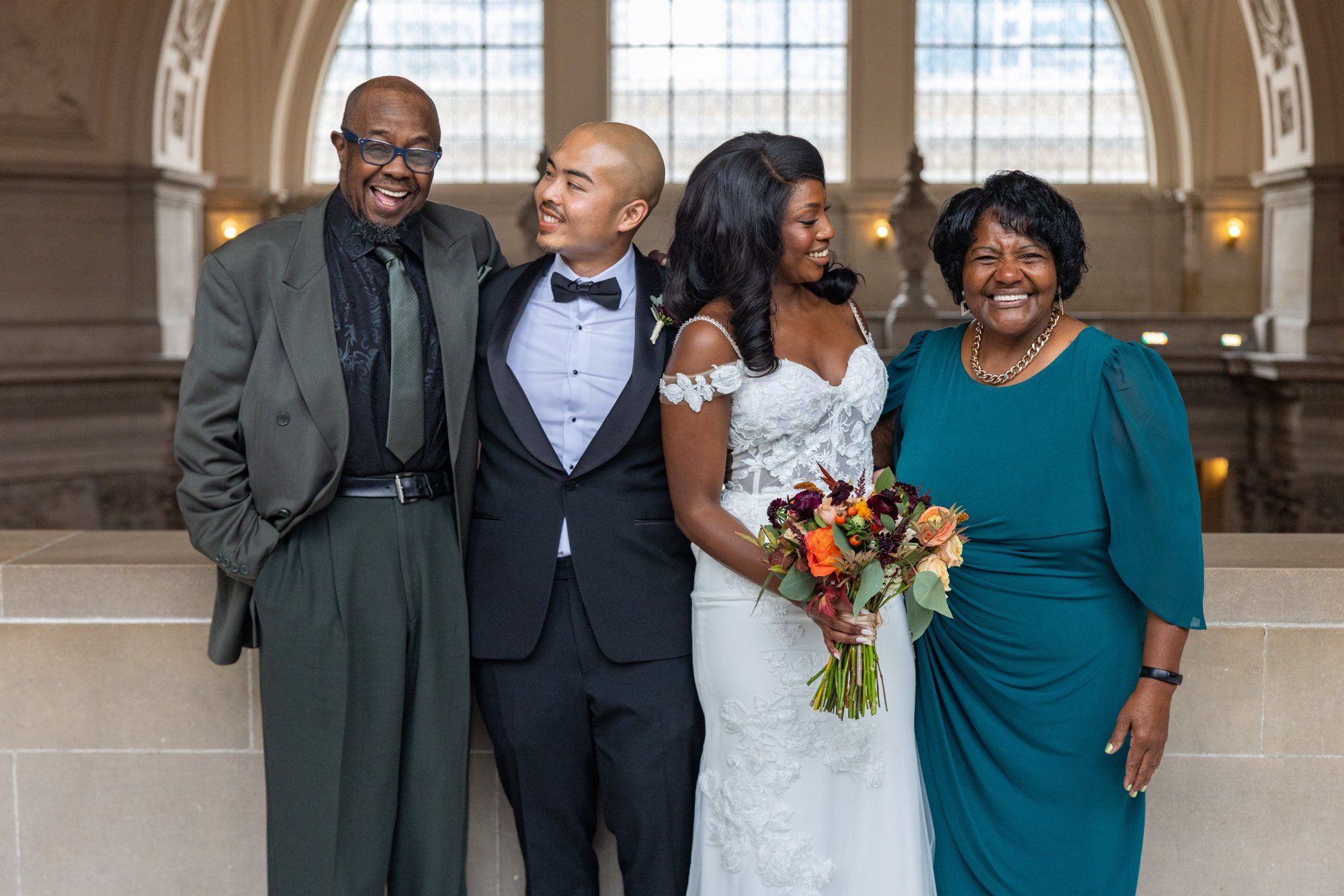 interracial city hall micro wedding, Vows on the Grand Staircase