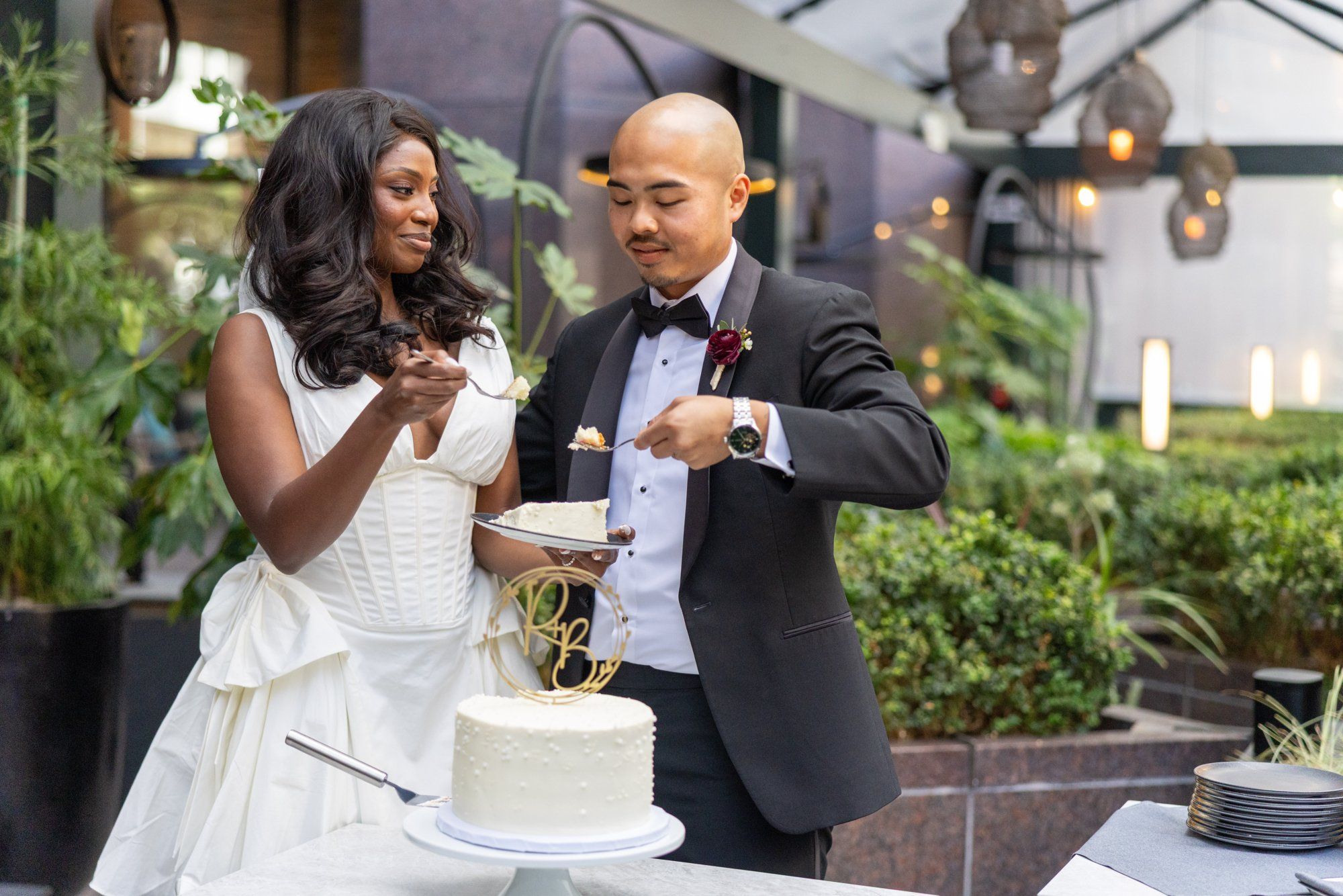 interracial city hall micro wedding, Rooftop Portraits, Then the Reception
