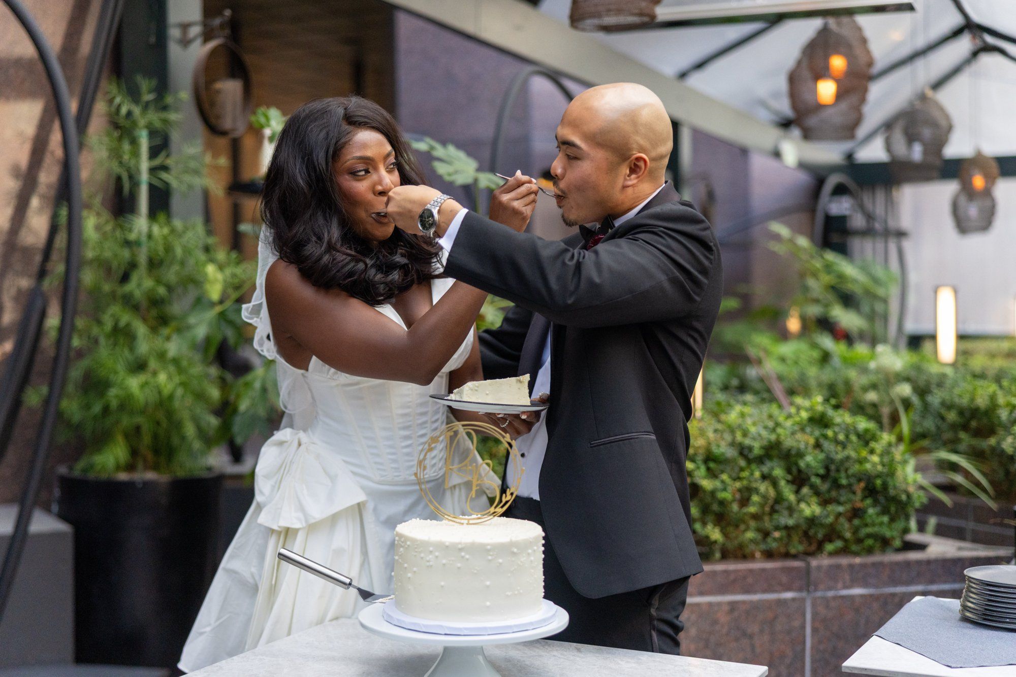 interracial city hall micro wedding, Rooftop Portraits, Then the Reception