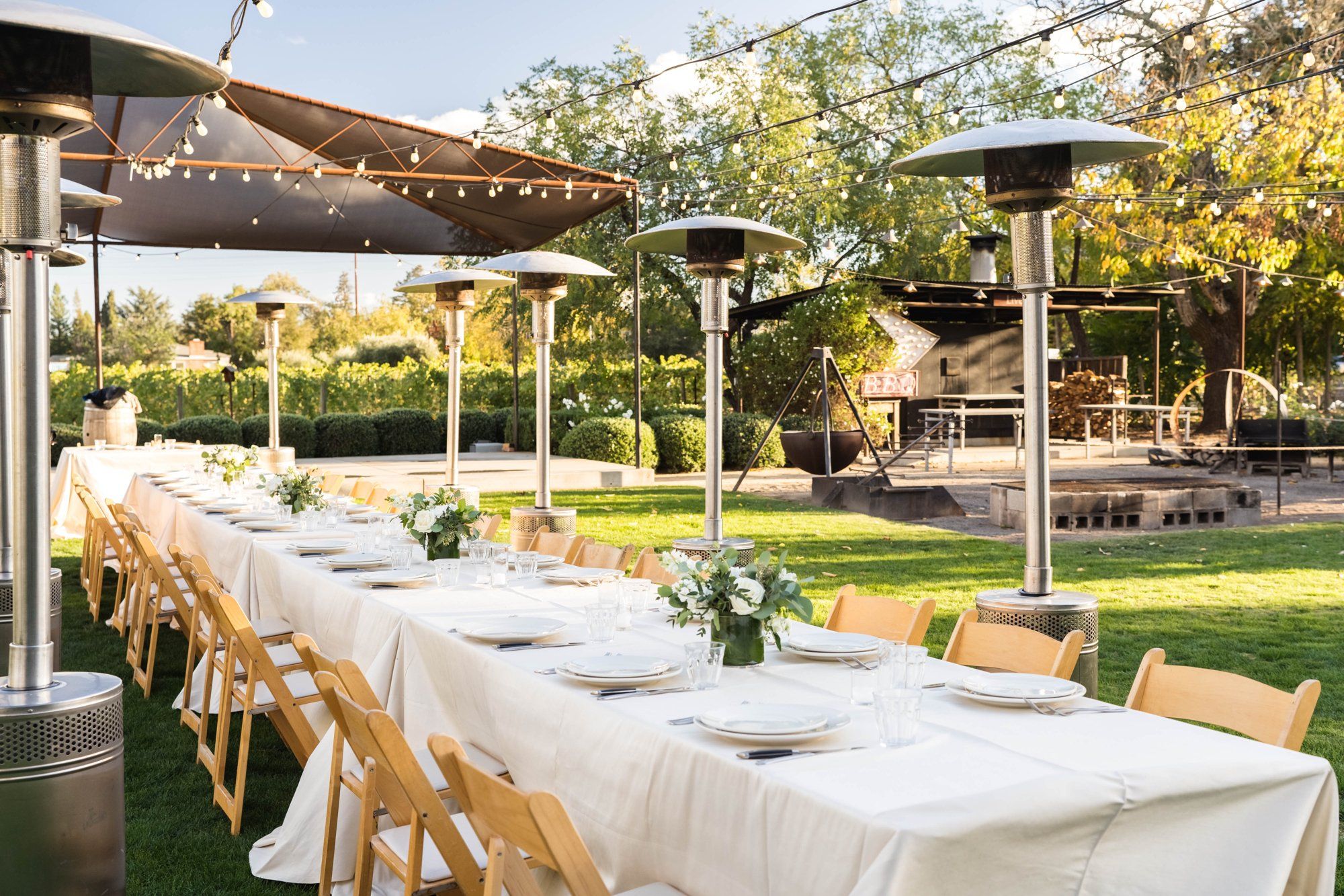 farm-to-table vineyard wedding at farmstead, st helena, Dinner on The Lawn