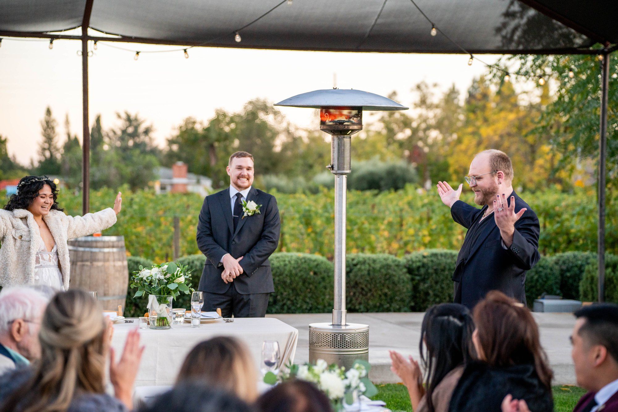 farm-to-table vineyard wedding at farmstead, st helena, Cocktail Hour and Portraits at This 32-Guest Napa Farm Wedding