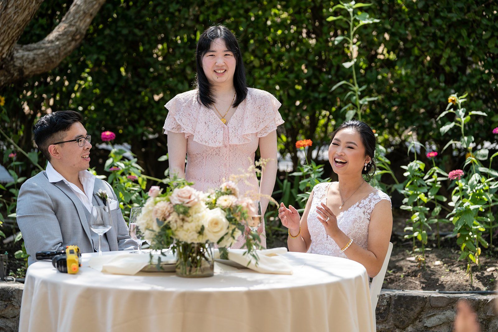 adobe mission vineyard wedding at cline family cellars, Lunch, Toasts, and Cake Under the Trees