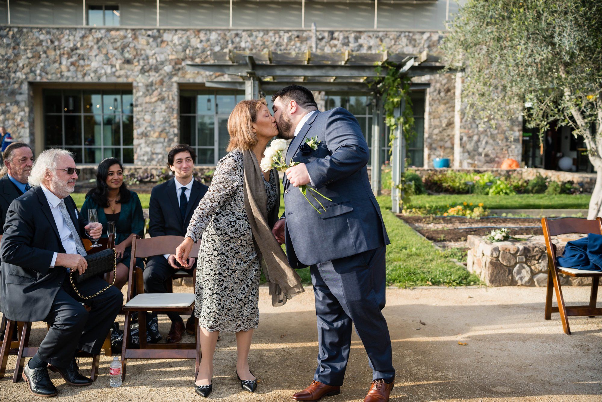 culinary micro wedding at the CIA at copia, napa, A Sand Ceremony in the Culinary Garden at Copia