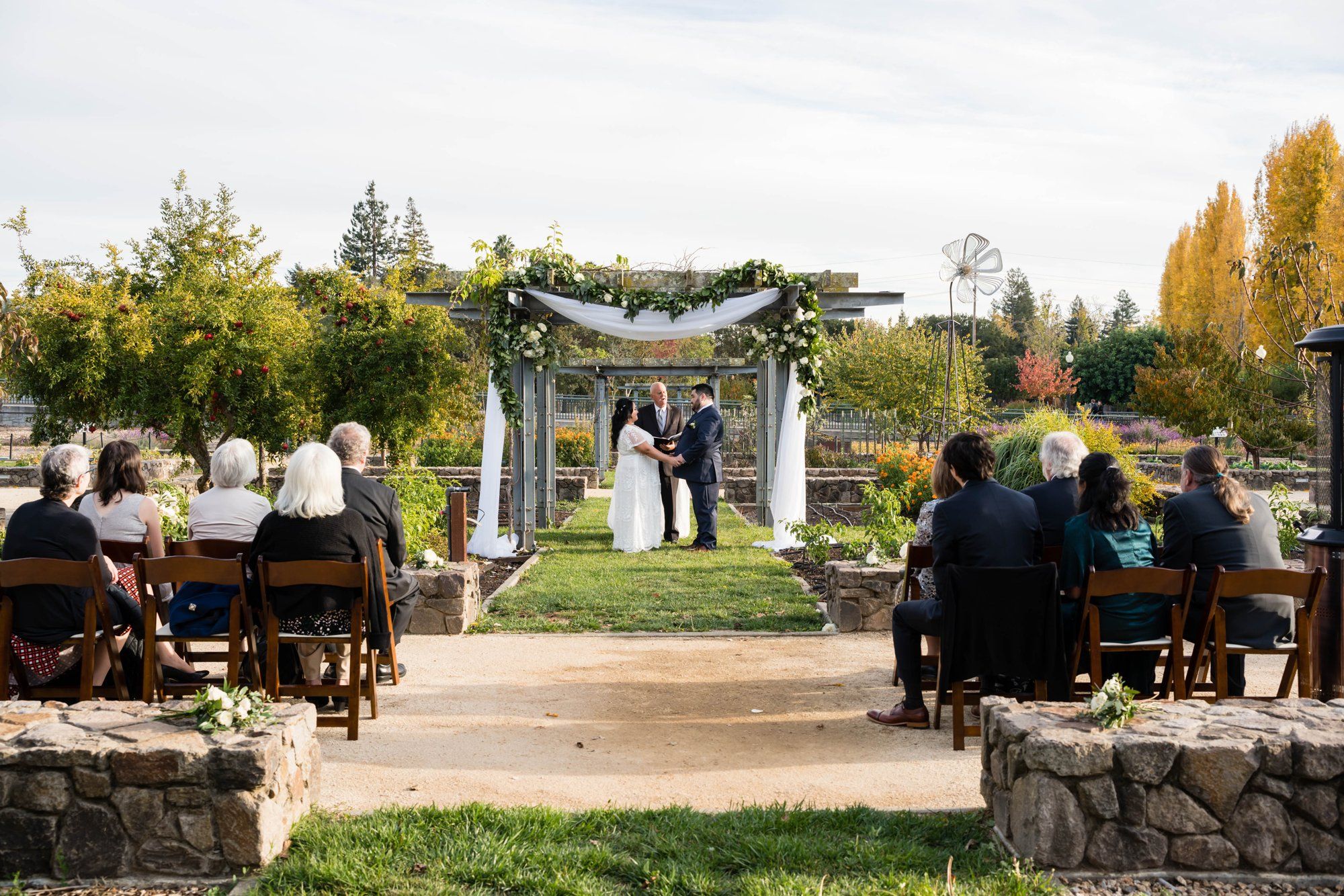 culinary micro wedding at the CIA at copia, napa, A Sand Ceremony in the Culinary Garden at Copia