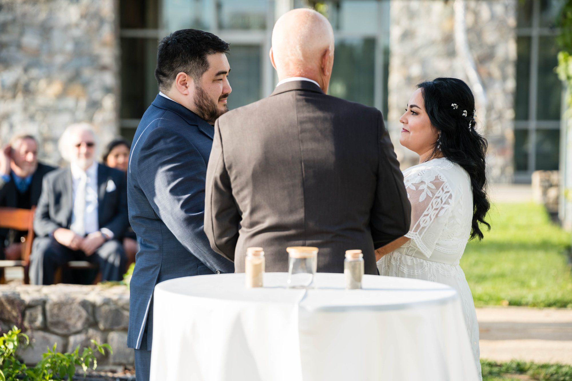 A culinary micro wedding at the CIA at Copia, A Sand Ceremony in the Garden at the CIA at Copia