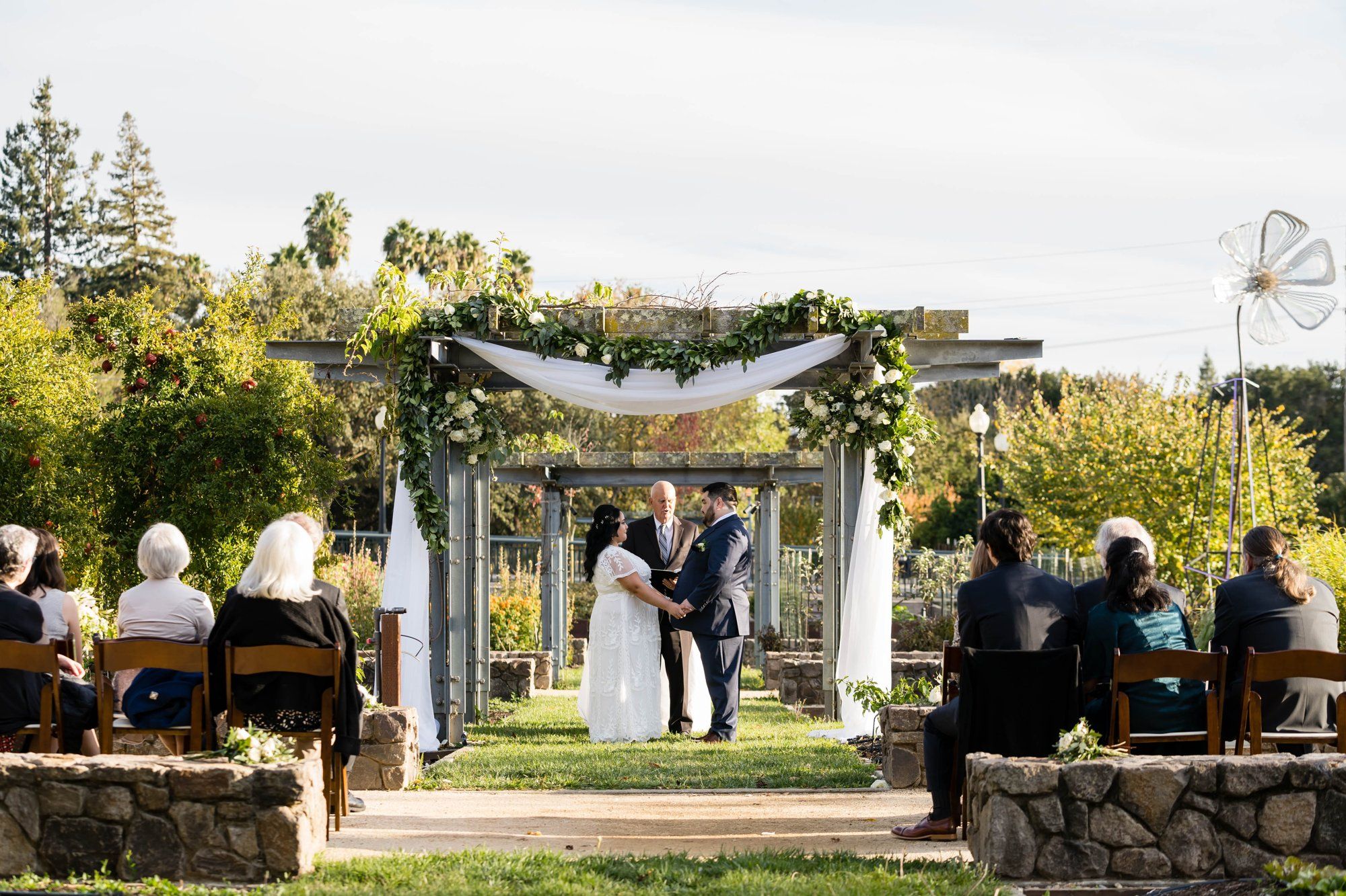 culinary micro wedding at the CIA at copia, napa, A Sand Ceremony in the Culinary Garden at Copia