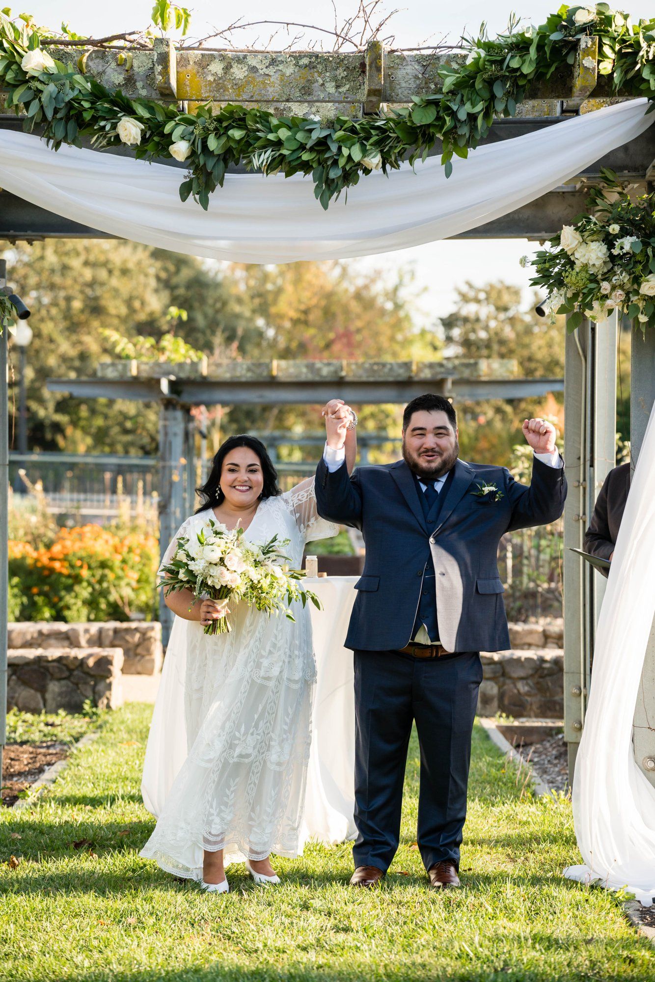 culinary micro wedding at the CIA at copia, napa, A Sand Ceremony in the Culinary Garden at Copia